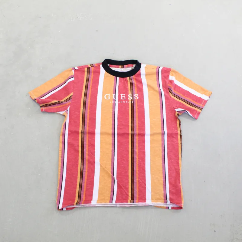 F- Guess Los Angeles Striped Red Orange Tee sold by HG Vintage
