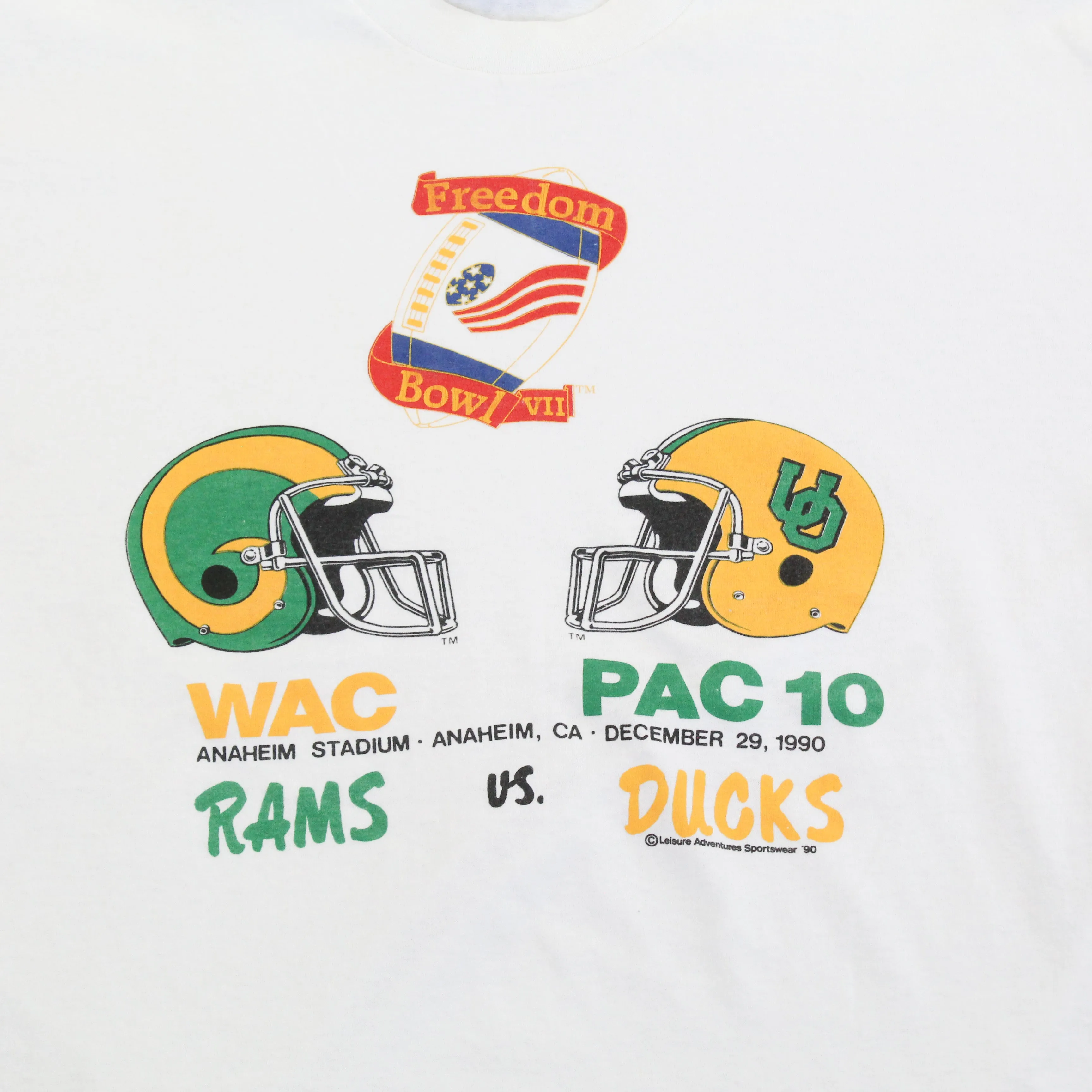 F- Vintage 1990 Freedom Bowl WAC Rams Vs Oregon Ducks Football Single Stitch Tee sold by HG Vintage product image thumbnail 2