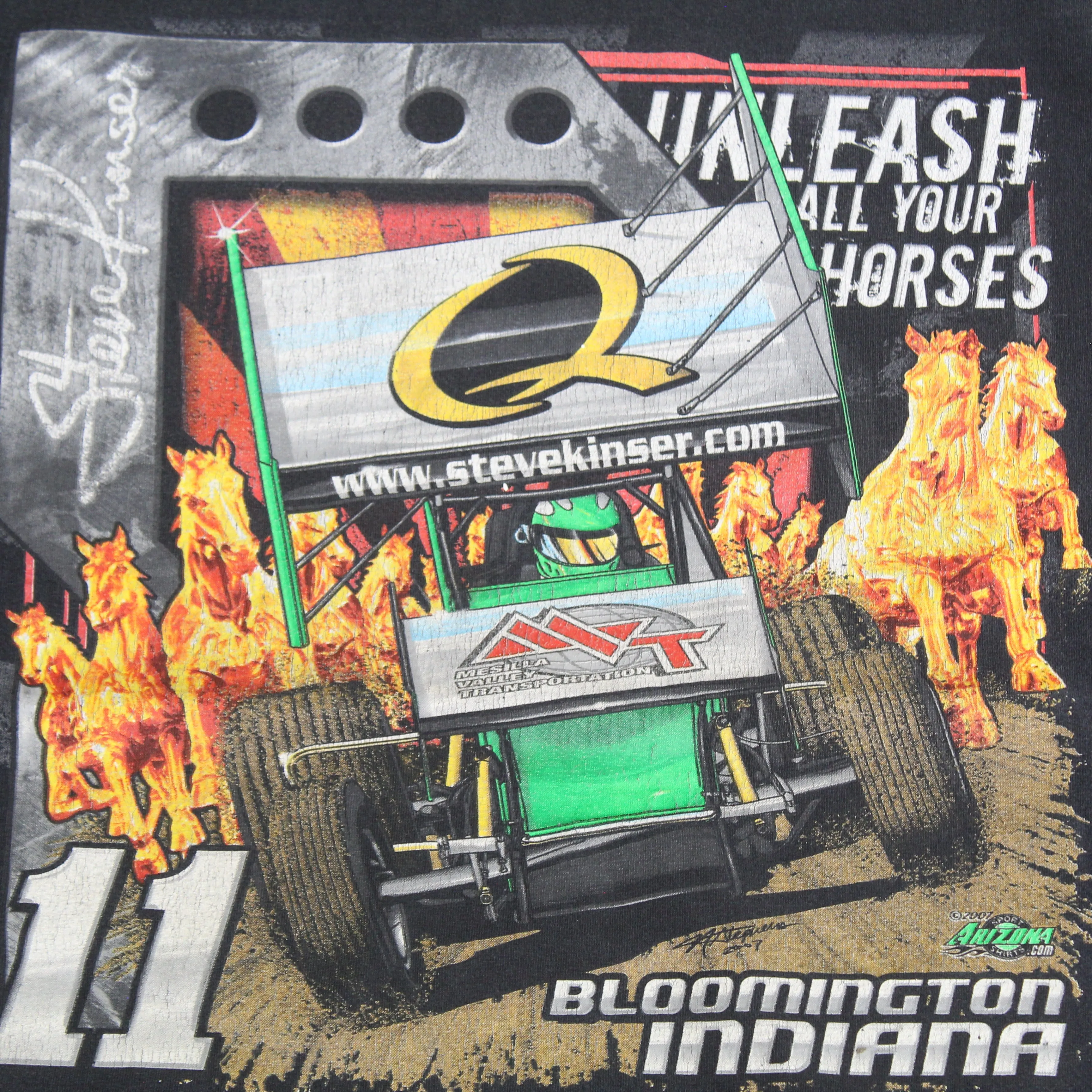 F- Vintage 2007 Steve Kinser Unleash All Your Horses Racing Tee sold by HG Vintage product image thumbnail 2