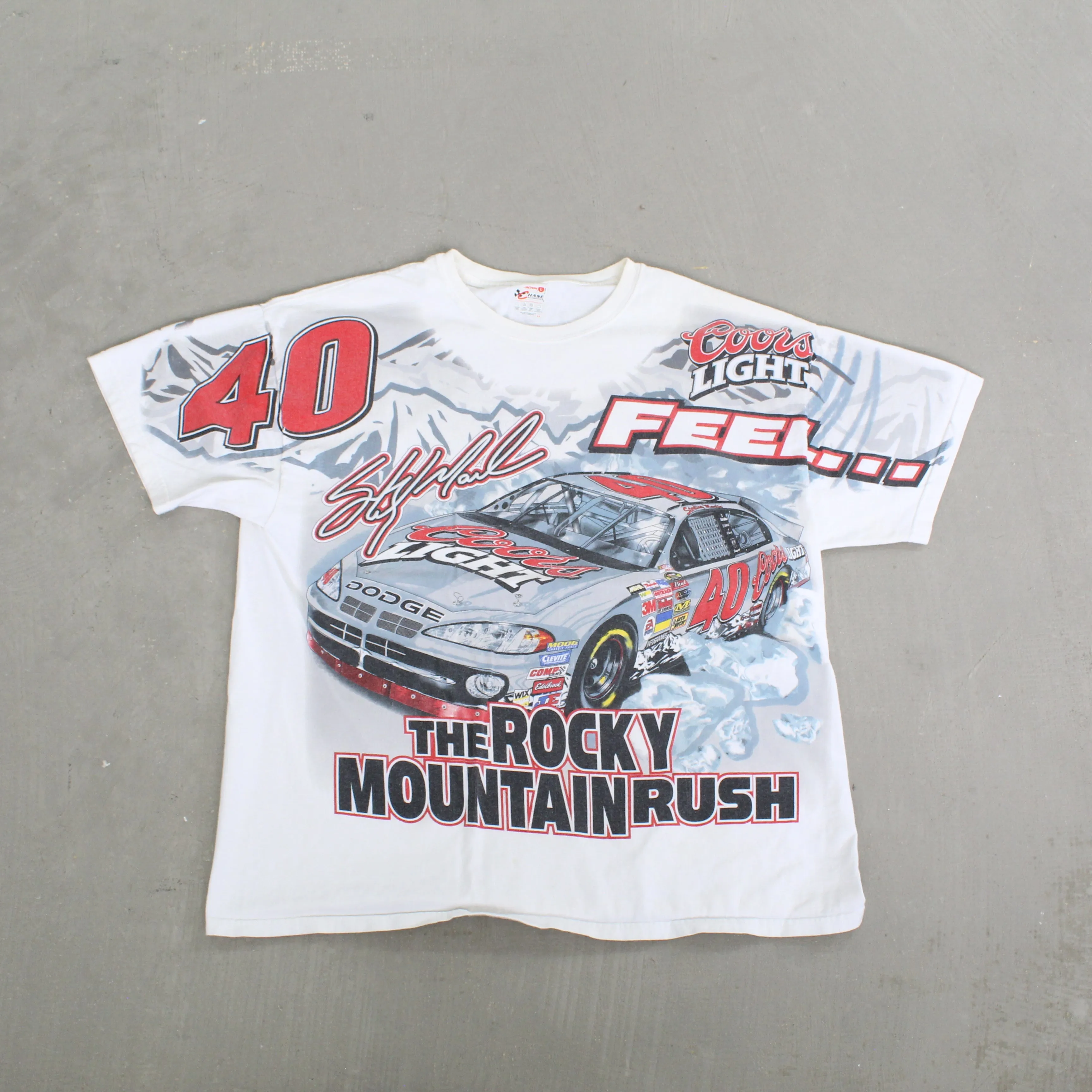 F- Vintage 2004 Nascar Sterling Marlin The Rocky Mountain Rush Jumbo Print Tee sold by HG Vintage