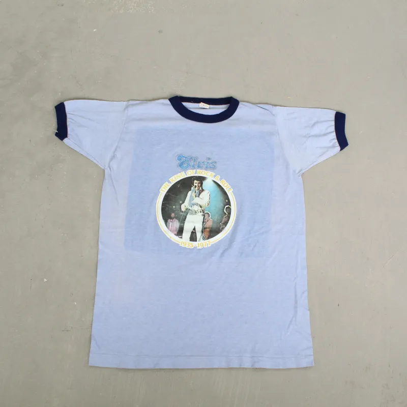 F- Vintage 1977 Bootleg Elvis Presley King Of Rock & Roll Ringer Tee sold by HG Vintage