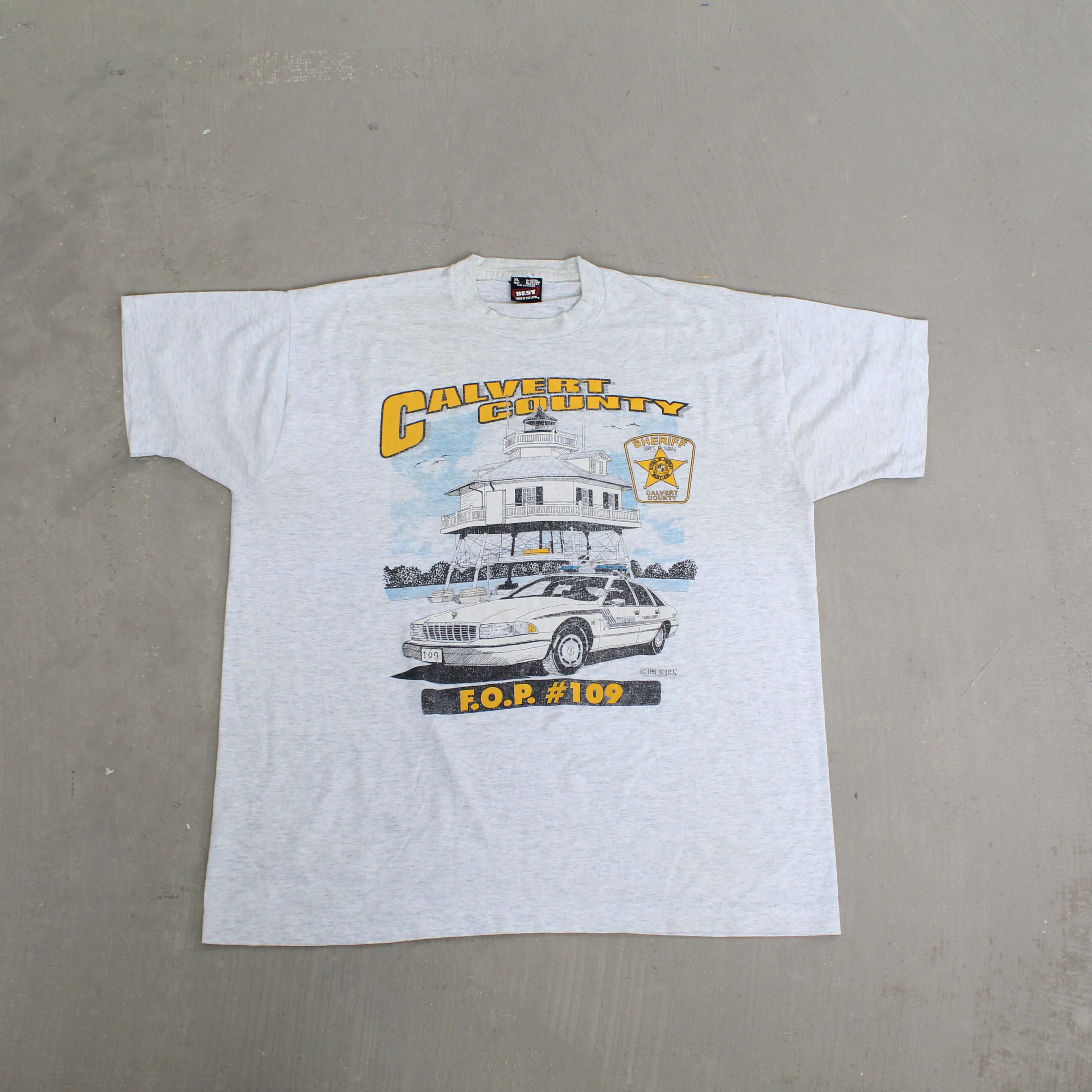 F- Vintage 1995 Calvert County Sheriff Graphic Single Stitch Tee sold by HG Vintage