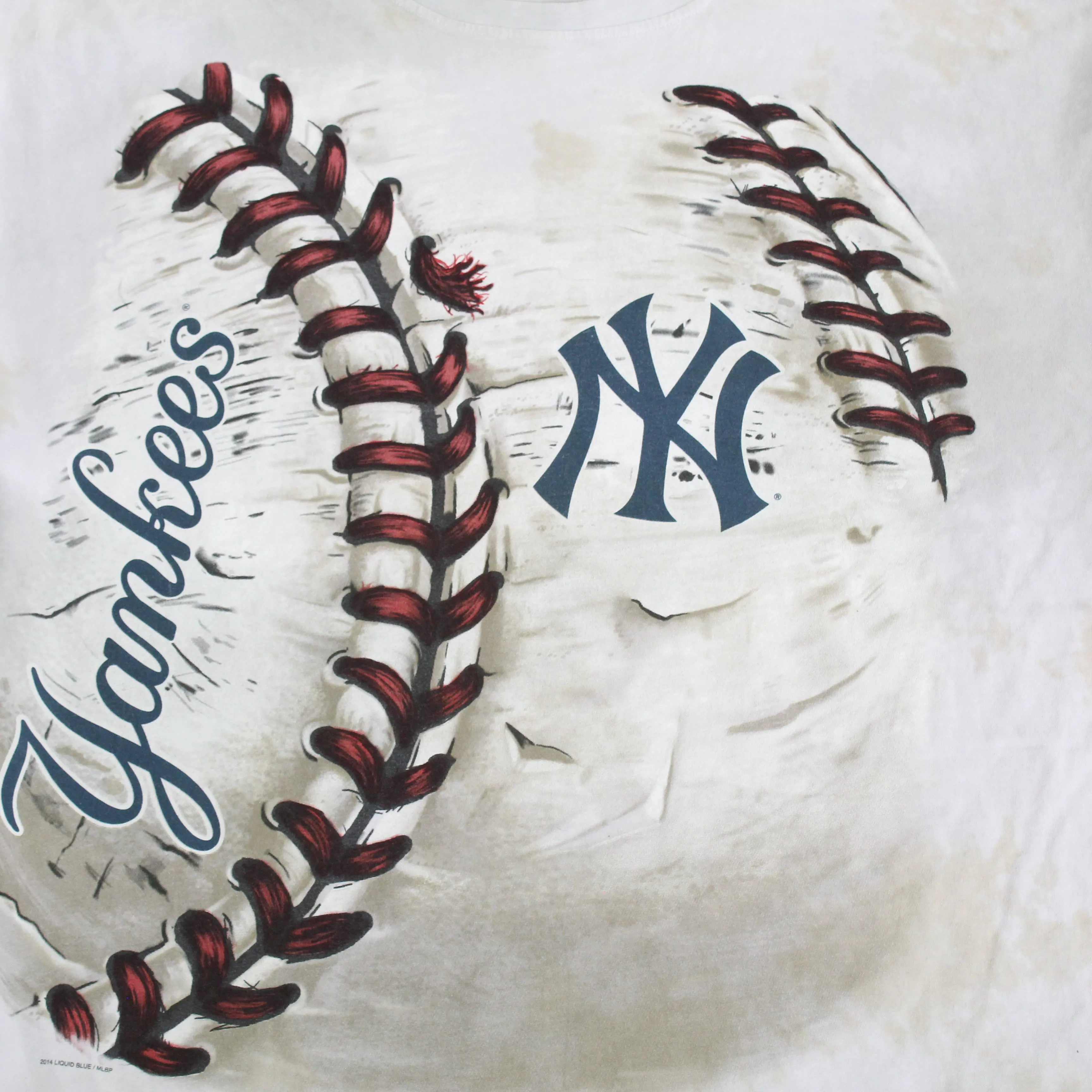 F- 2014 New York Yankees MLB Liquid Blue Text Logo & Baseball Tee sold by HG Vintage product image thumbnail 2