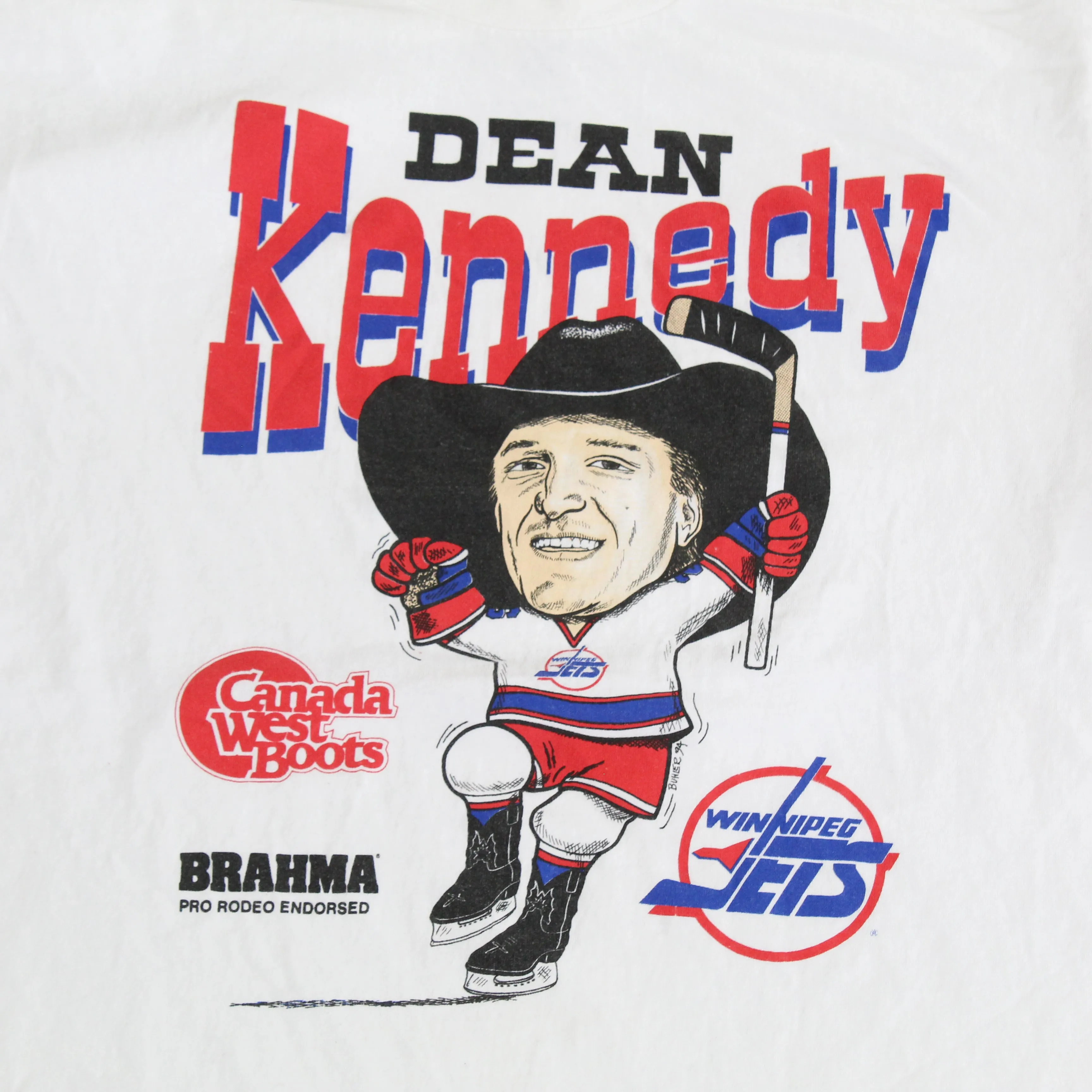 F- Vintage 1994 Winnipeg Jets Dean Kennedy Cartoon NHL Graphic Single Stitch Tee sold by HG Vintage product image thumbnail 2