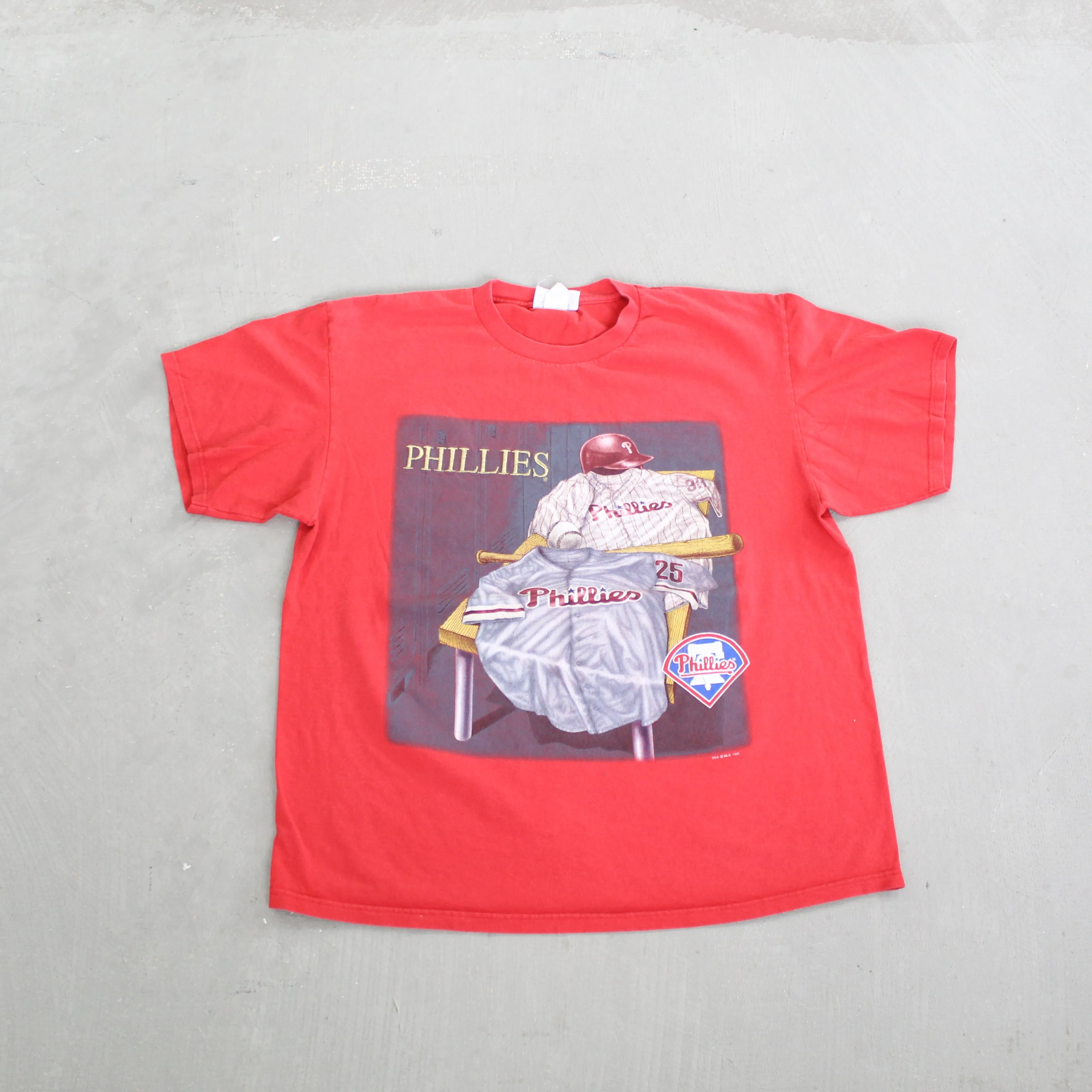 F- Vintage 1998 Philadelphia Phillies MLB CSA Text & Locker Room Graphic Tee sold by HG Vintage