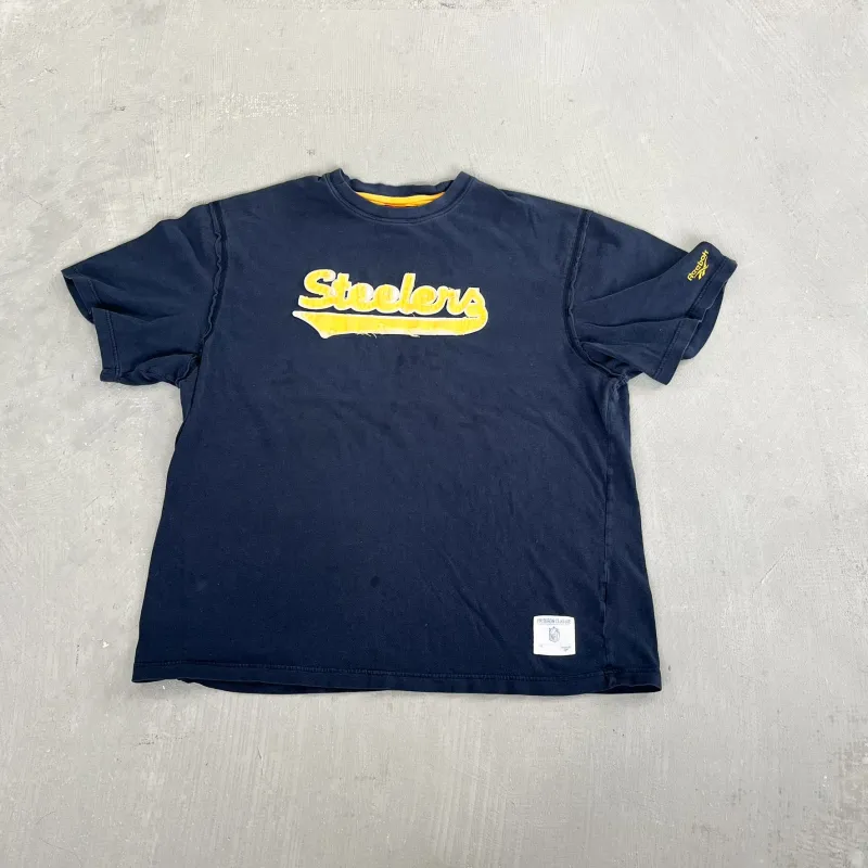 F- Vintage Pittsburgh Steelers NFL Reebok Text Overlock Stitch Tee sold by HG Vintage