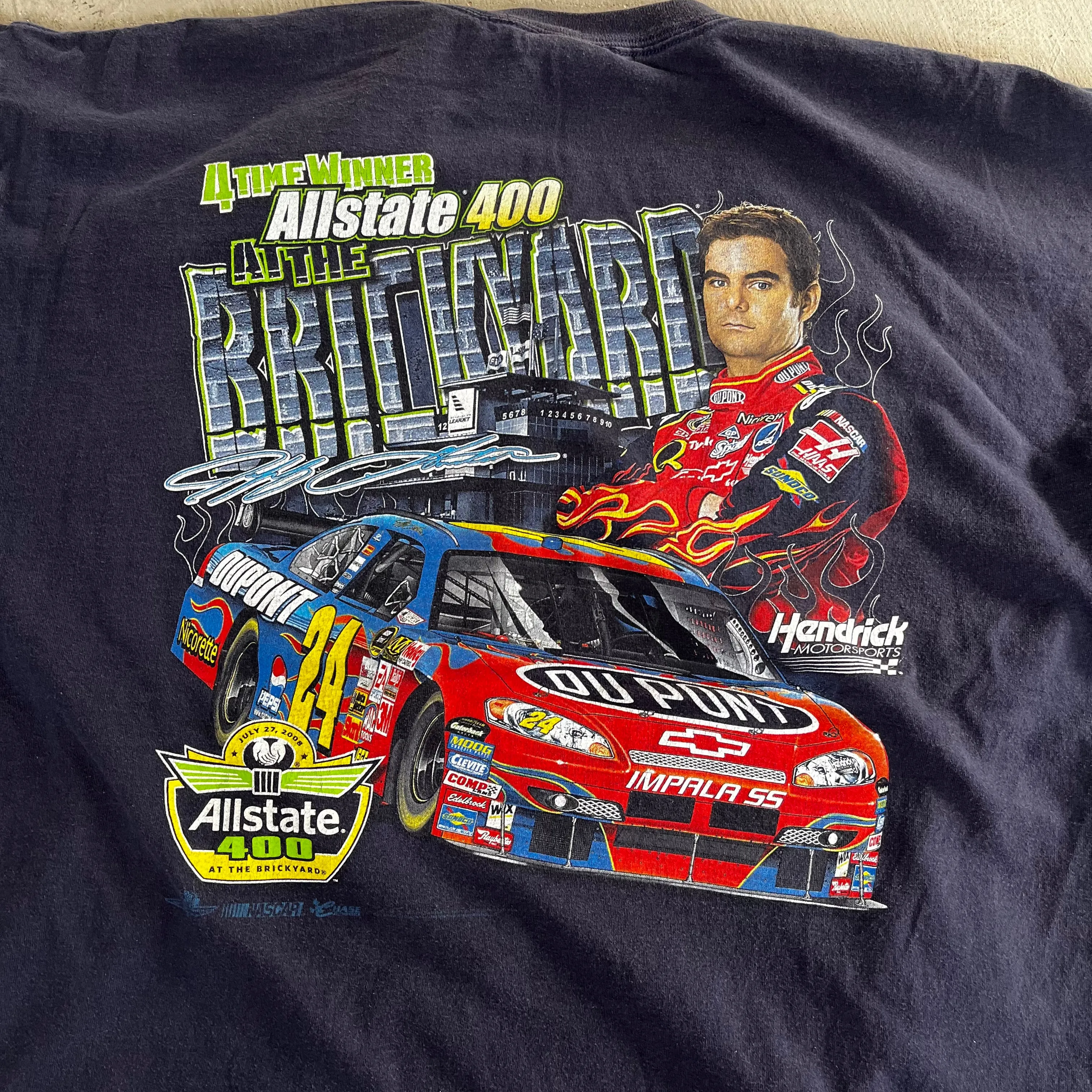 F- 2008 Nascar Chase Authentic Jeff Gordon All State 400 Text & Picture Tee sold by HG Vintage product image thumbnail 4