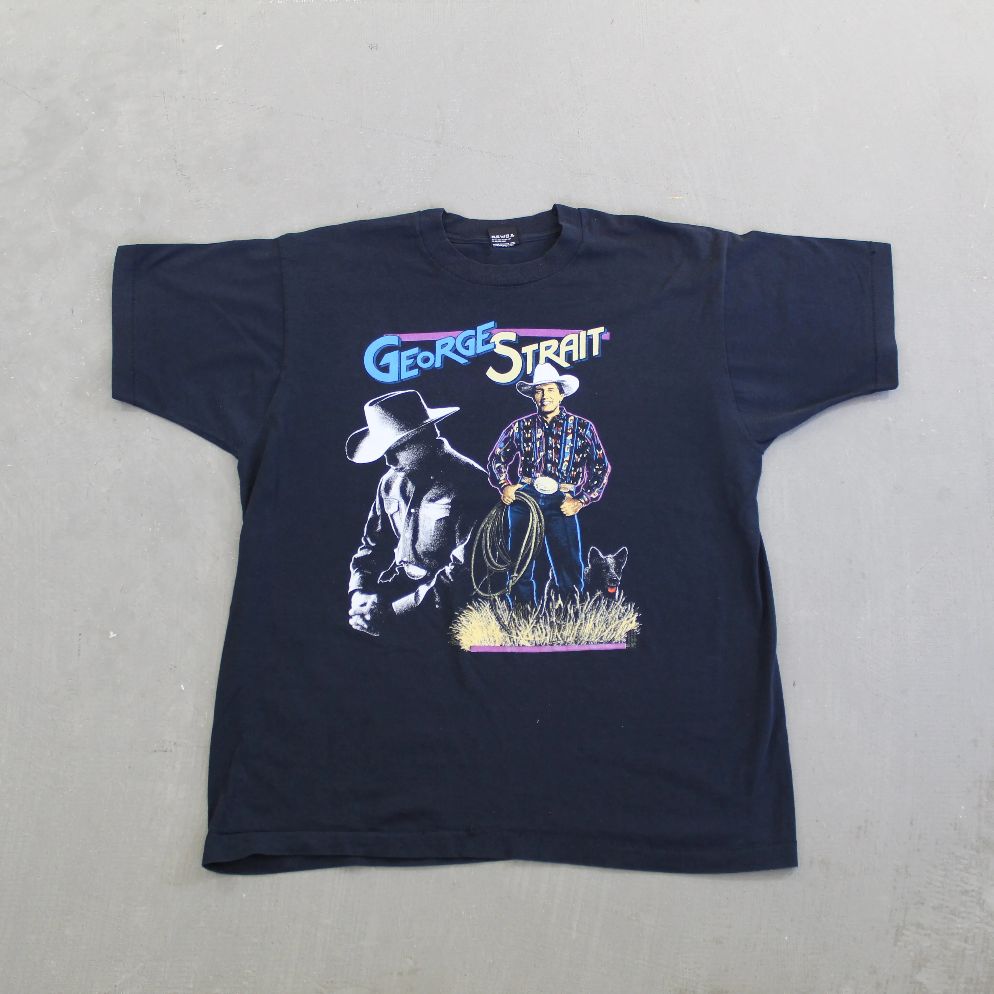 F- Vintage 92' George Strait Picture Tour Screen Star Tag Single Stitch Tee sold by HG Vintage