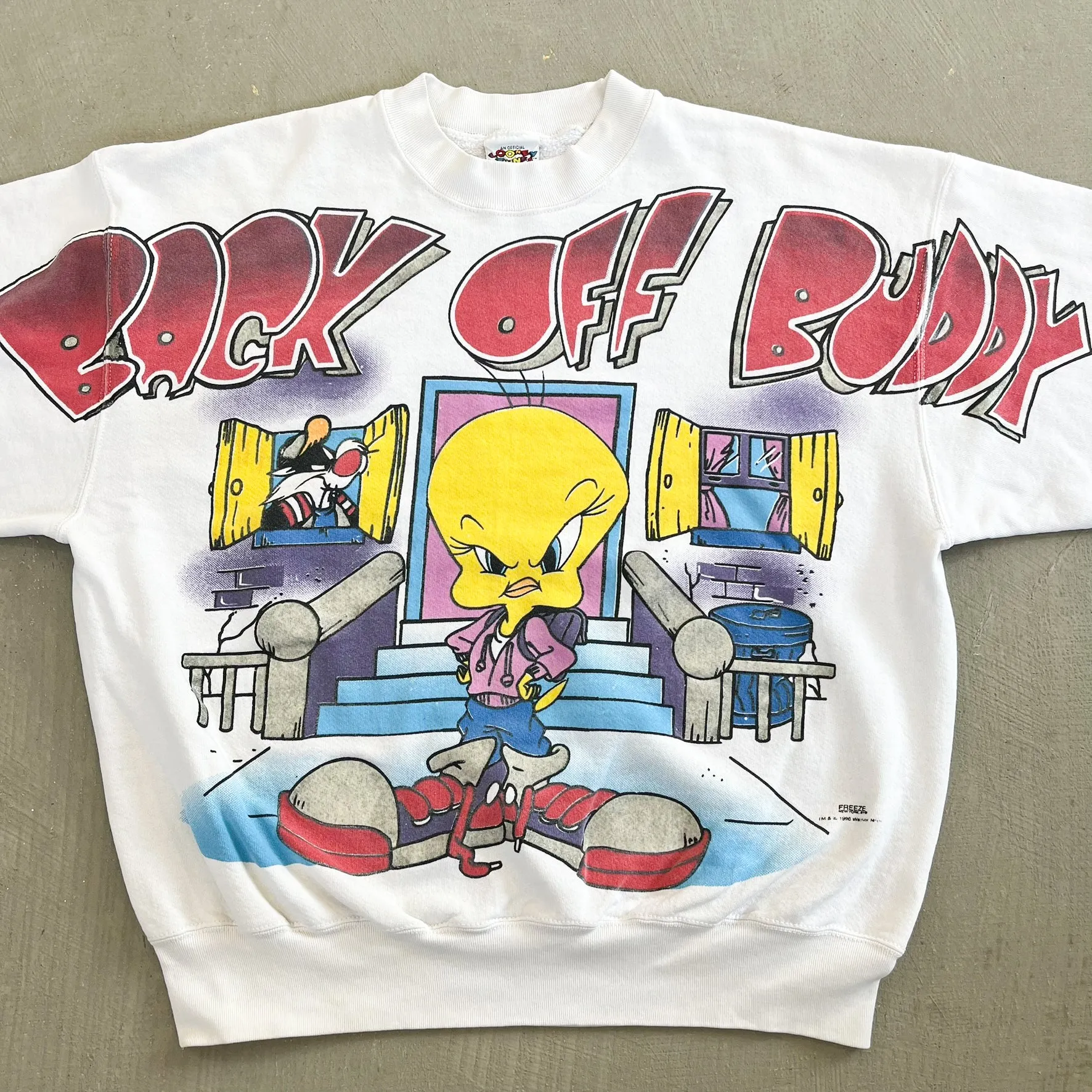 F- Vintage 96' Looney Tunes Tweedy Bird Back Off Buddy Jumbo Print Crewneck sold by HG Vintage product image thumbnail 2