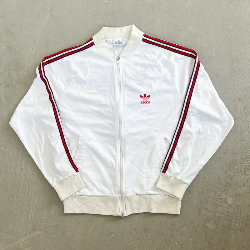 F- Vintage Adidas Made In USA Embroidered Logo Zip Up Track Jacket sold by HG Vintage