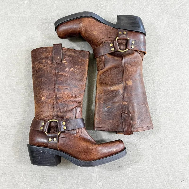 F- Mossimo Moto Harness Leather Riding Boots sold by HG Vintage