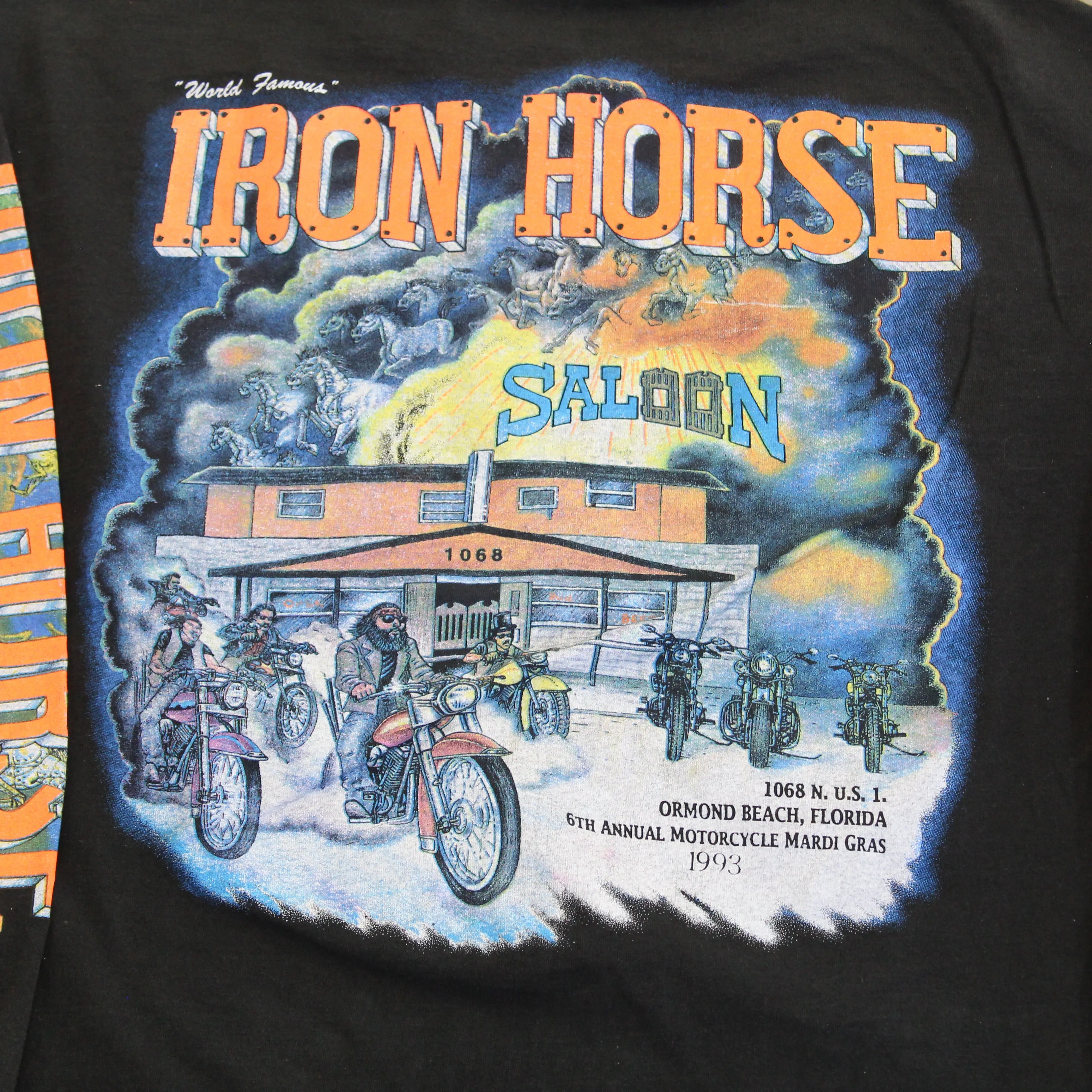 F- Vintage 1993 Iron Horse Saloon Ormond Beach Bike Week Single Stitch Pocket Long Sleeve Tee sold by HG Vintage product image thumbnail 5