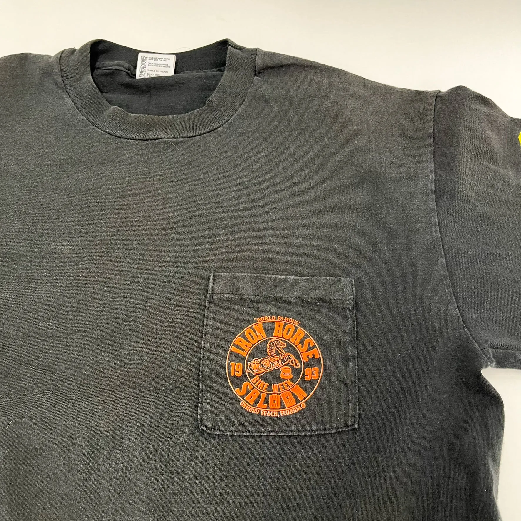 F- Vintage 1993 Iron Horse Saloon Ormond Beach Bike Week Single Stitch Pocket Long Sleeve Tee sold by HG Vintage product image thumbnail 2