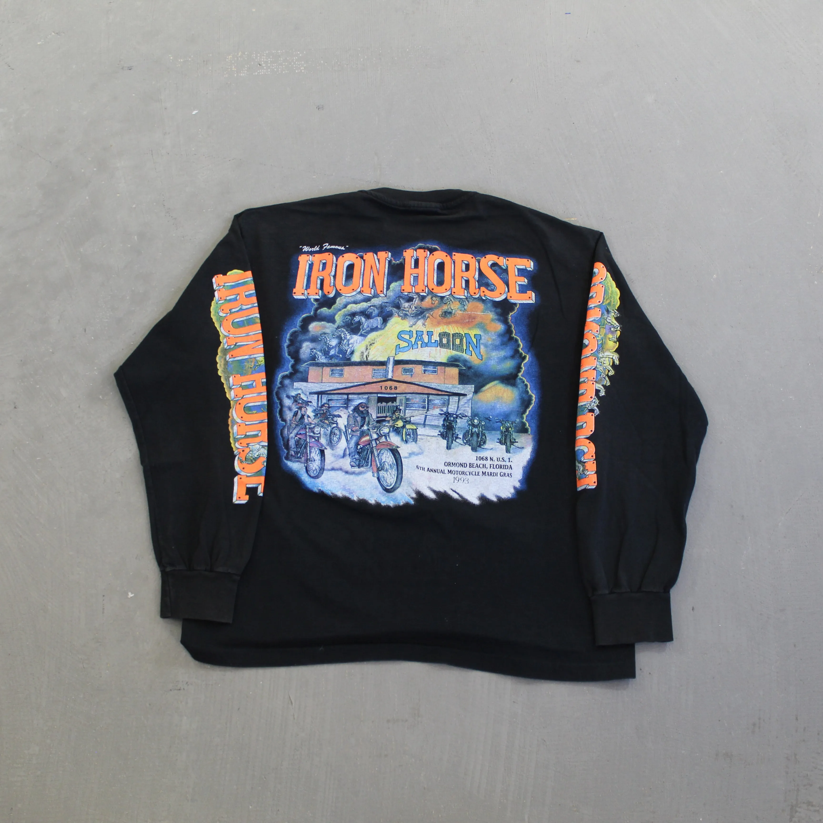 F- Vintage 1993 Iron Horse Saloon Ormond Beach Bike Week Single Stitch Pocket Long Sleeve Tee sold by HG Vintage product image thumbnail 4