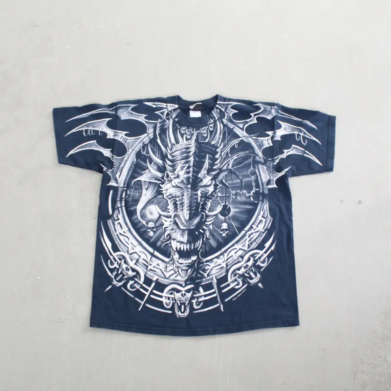 F- Vintage 2001 Liquid Blue Jumbo Print Dragon Graphic Tee sold by HG Vintage