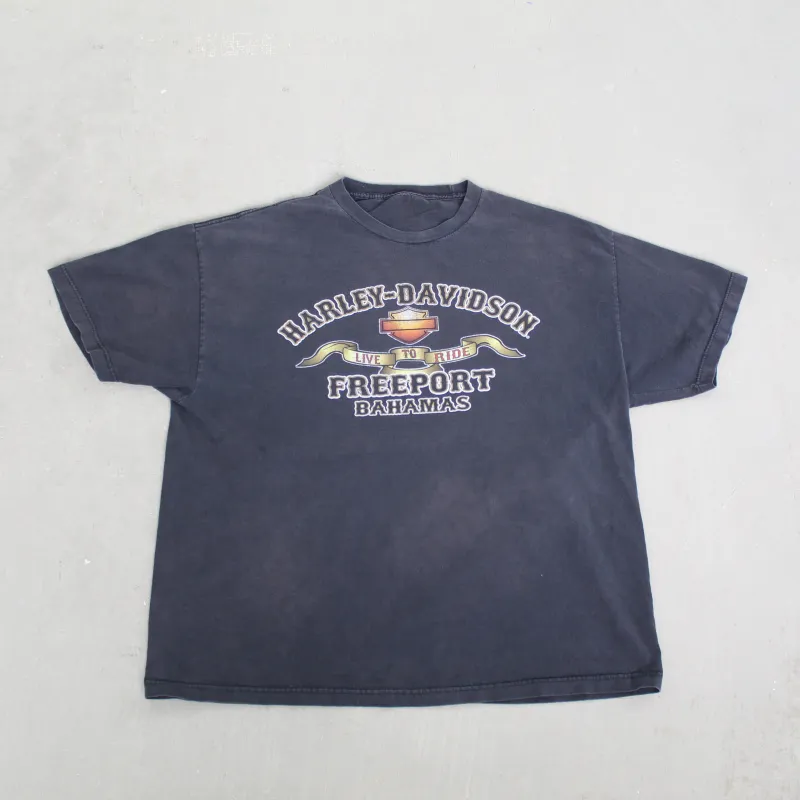 F- Vintage Harley Davidson Freeport Bahamas Live To Ride Graphic Tee made by Harley-Davidson