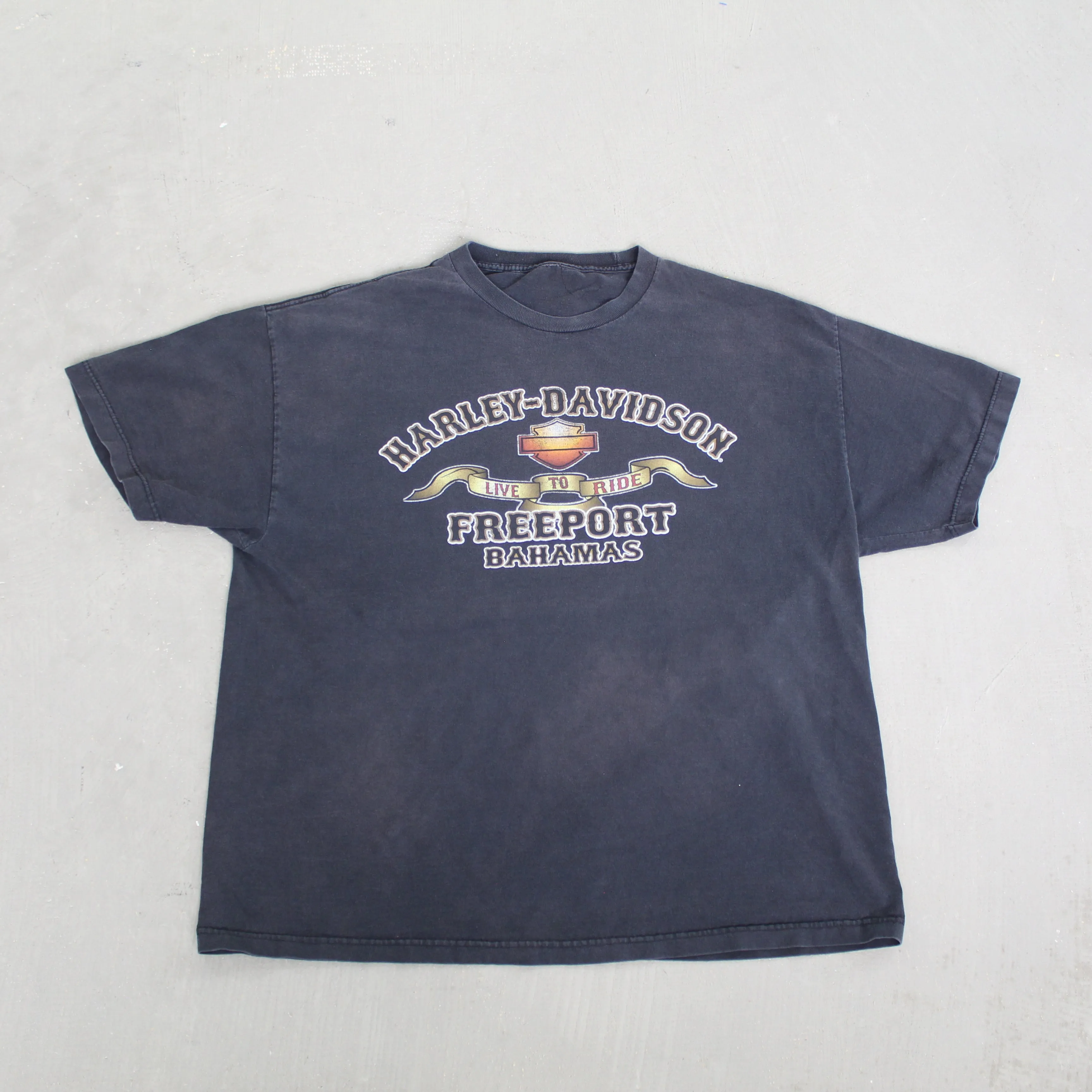F- Vintage Harley Davidson Freeport Bahamas Live To Ride Graphic Tee sold by HG Vintage