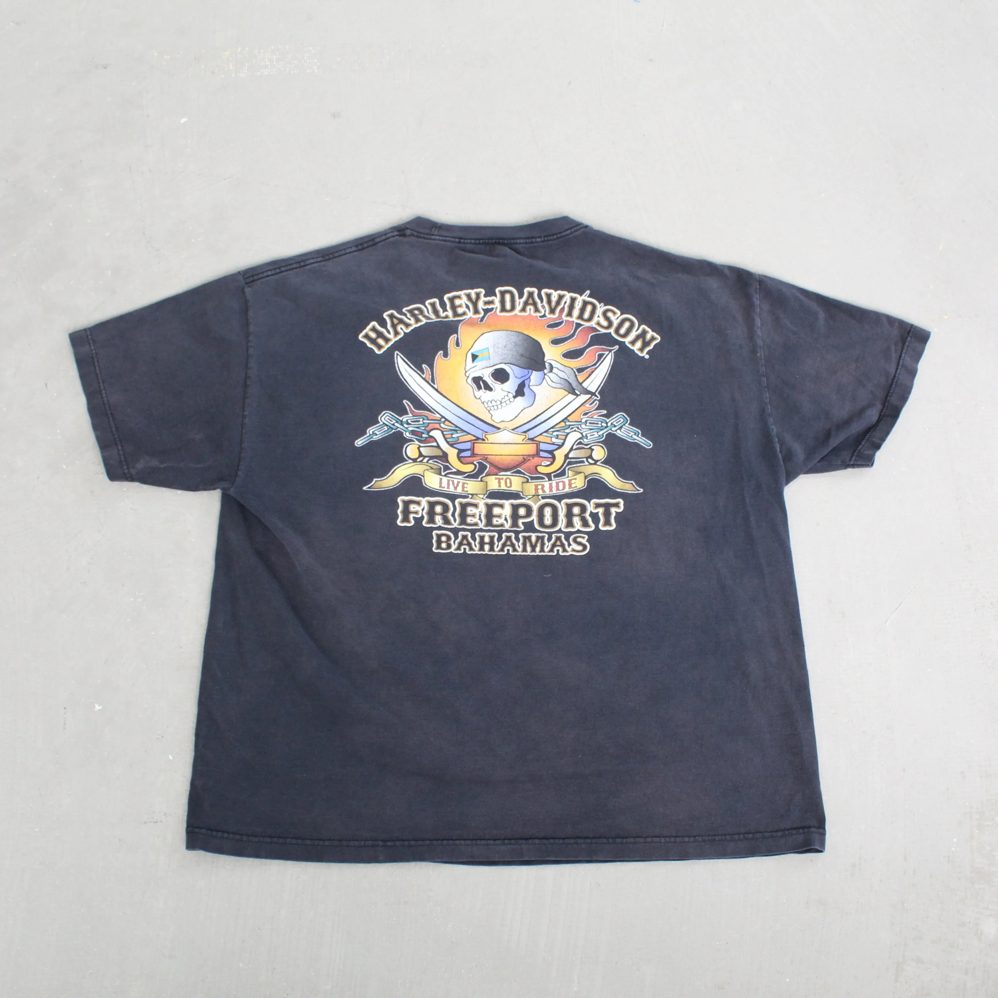 F- Vintage Harley Davidson Freeport Bahamas Live To Ride Graphic Tee sold by HG Vintage product image thumbnail 3
