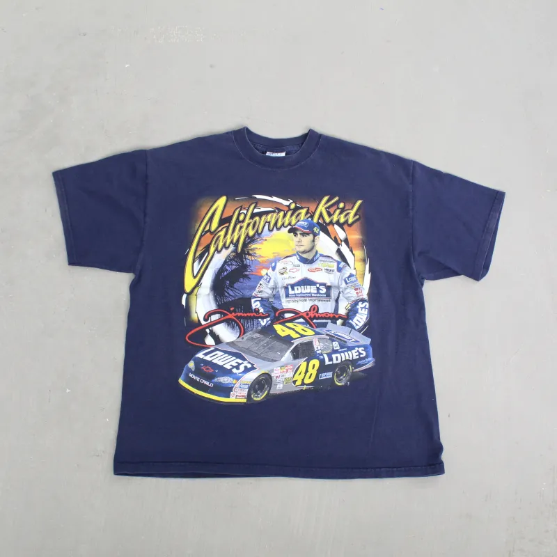F- Vintage 2002 Nascar Jimmie Johnson California Kid Car Picture Tee sold by HG Vintage