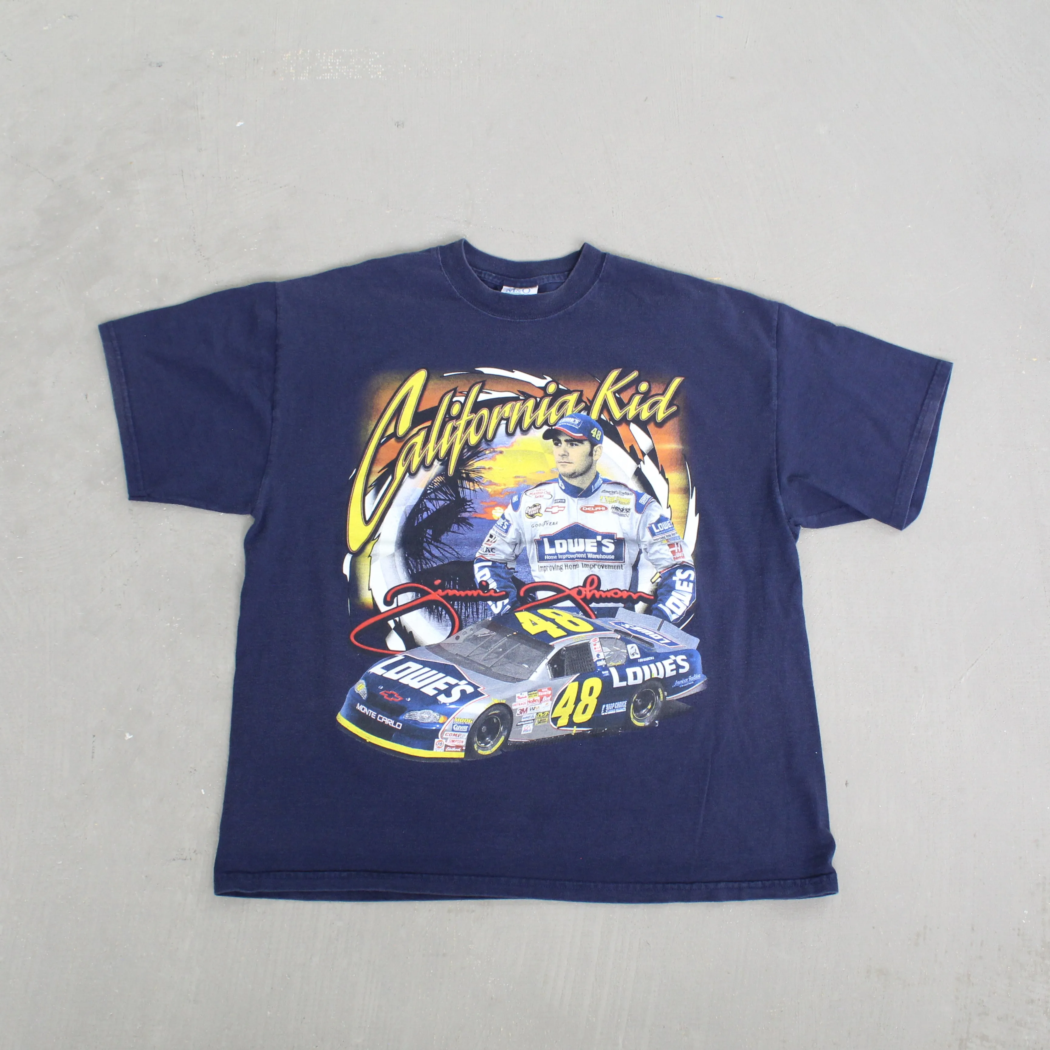 F- Vintage 2002 Nascar Jimmie Johnson California Kid Car Picture Tee sold by HG Vintage