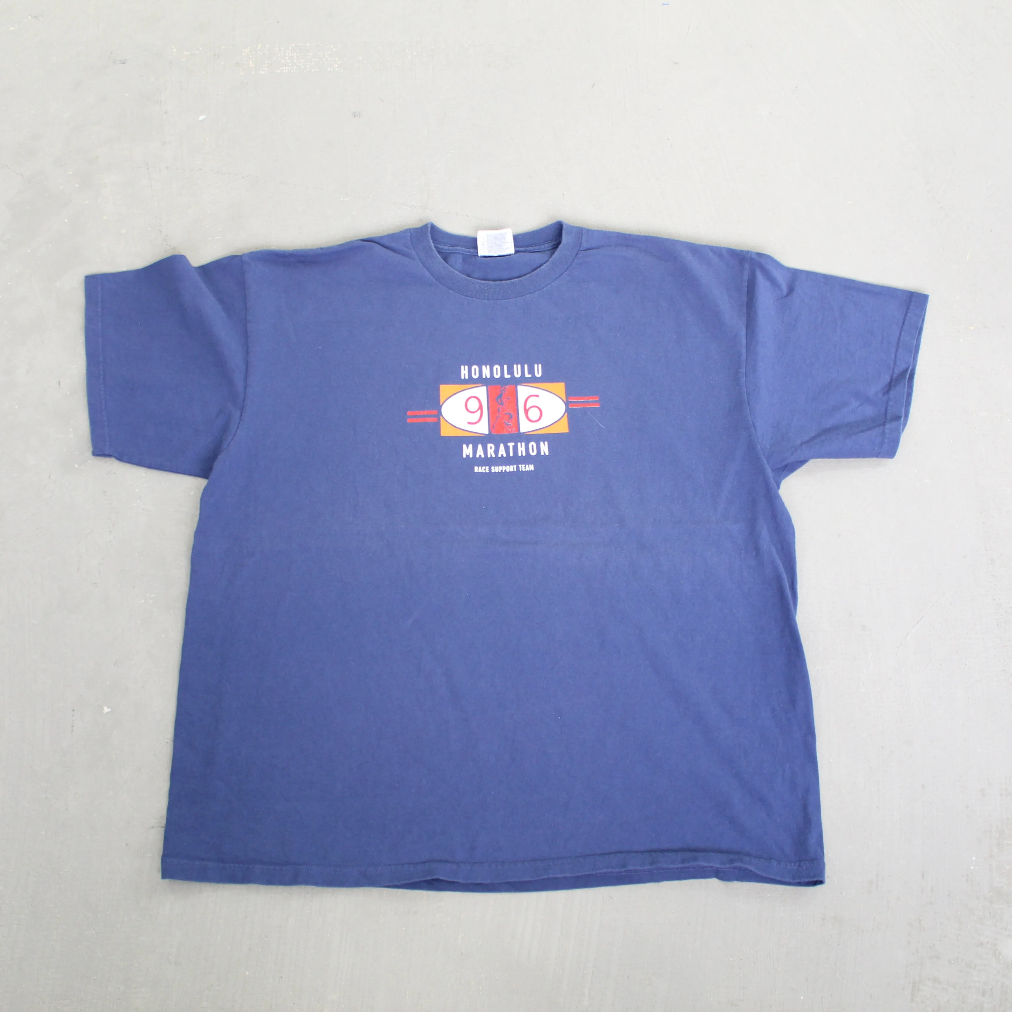F- Vintage 96' Nike Honolulu Marathon Race Support Team Graphic Tee sold by HG Vintage