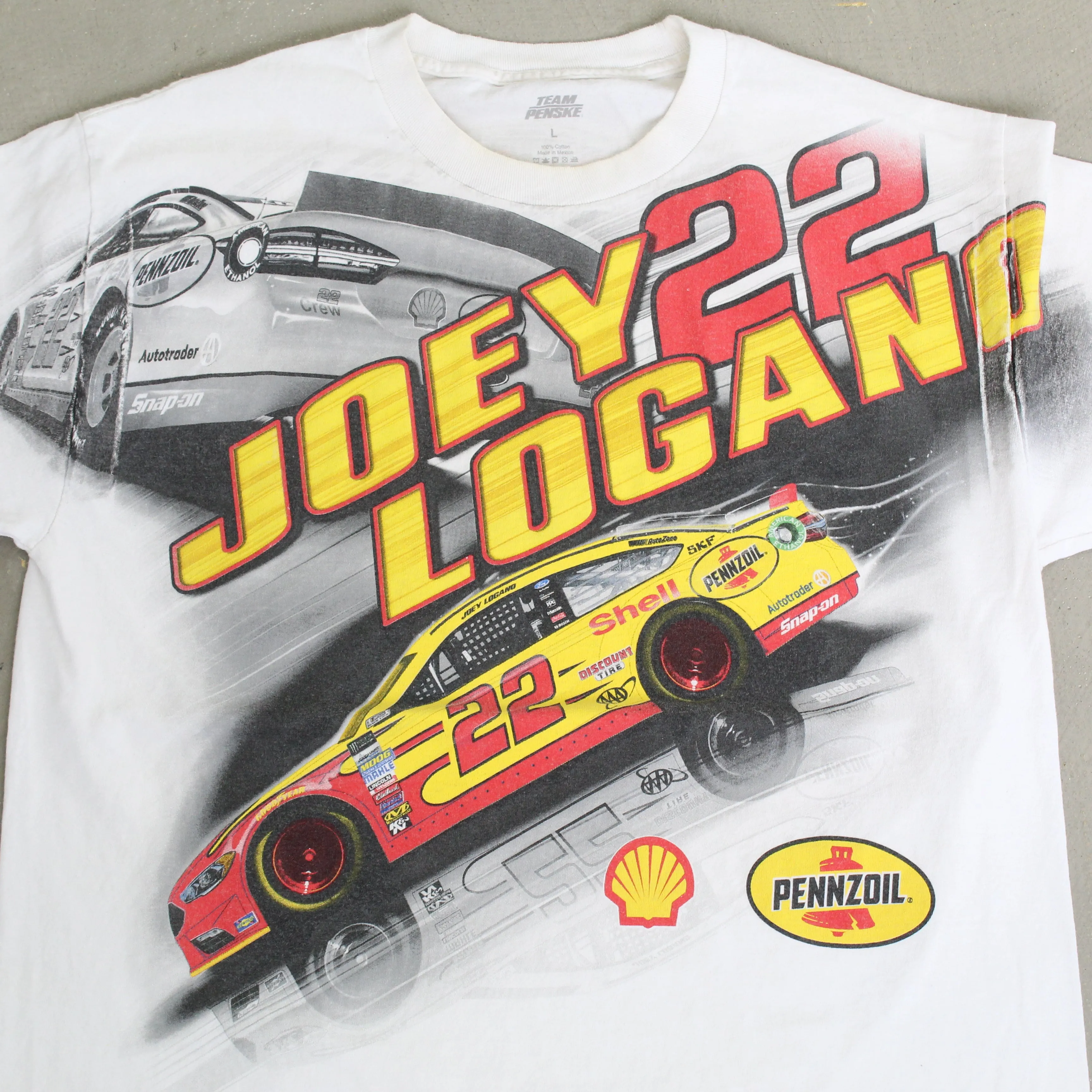 F- Vintage Nascar Joey Logano Shell & Penzoil Car Jumbo Print Tee sold by HG Vintage product image thumbnail 2