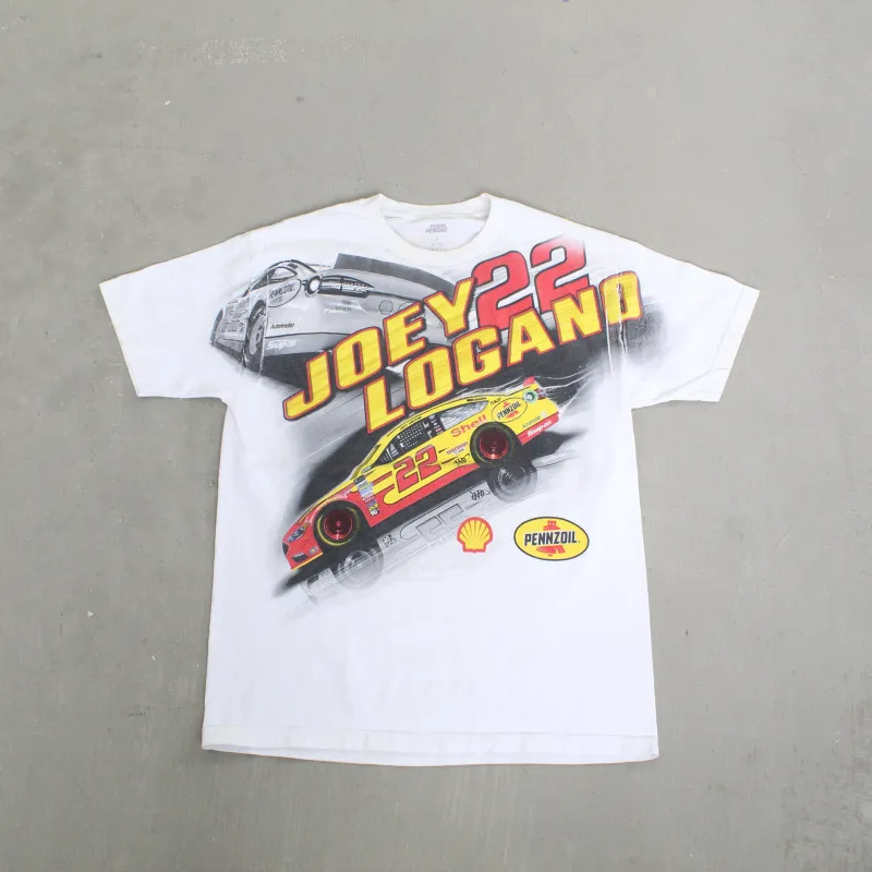 F- Vintage Nascar Joey Logano Shell & Penzoil Car Jumbo Print Tee sold by HG Vintage