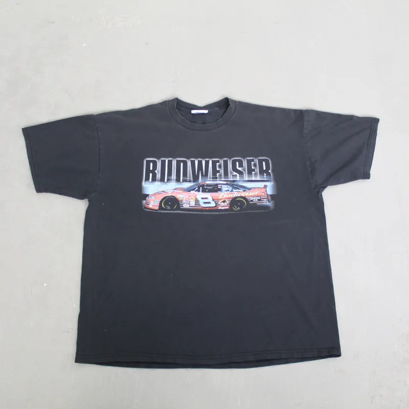F- Vintage Nascar Dale Earnhardt Jr Budweiser Car Picture Tee sold by HG Vintage