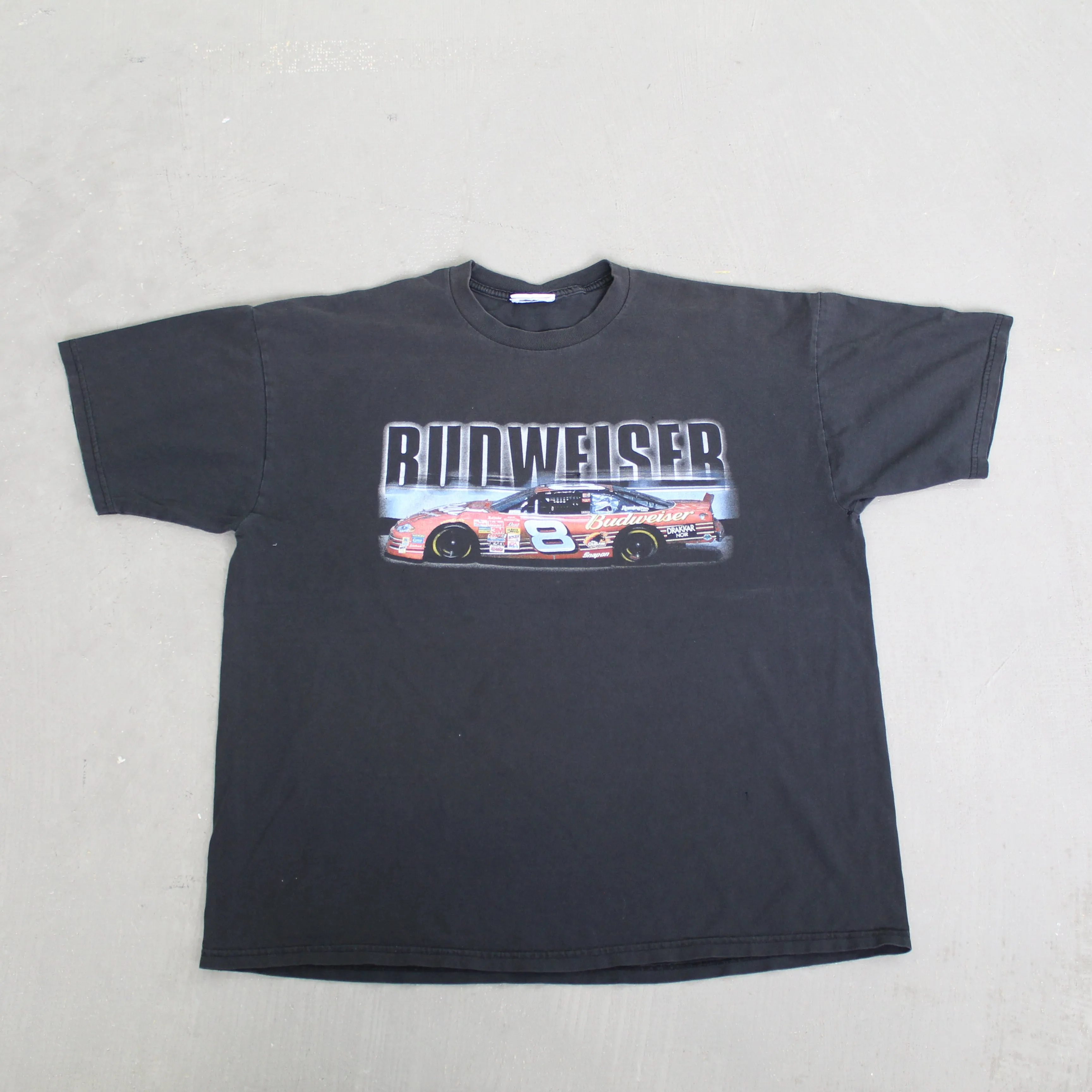 F- Vintage Nascar Dale Earnhardt Jr Budweiser Car Picture Tee sold by HG Vintage