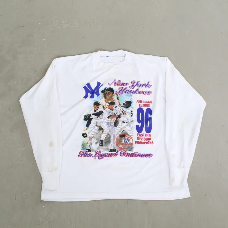F- Vintage 1996 New York Yankees American League East Champs MLB Picture Long Sleeve Tee sold by HG Vintage