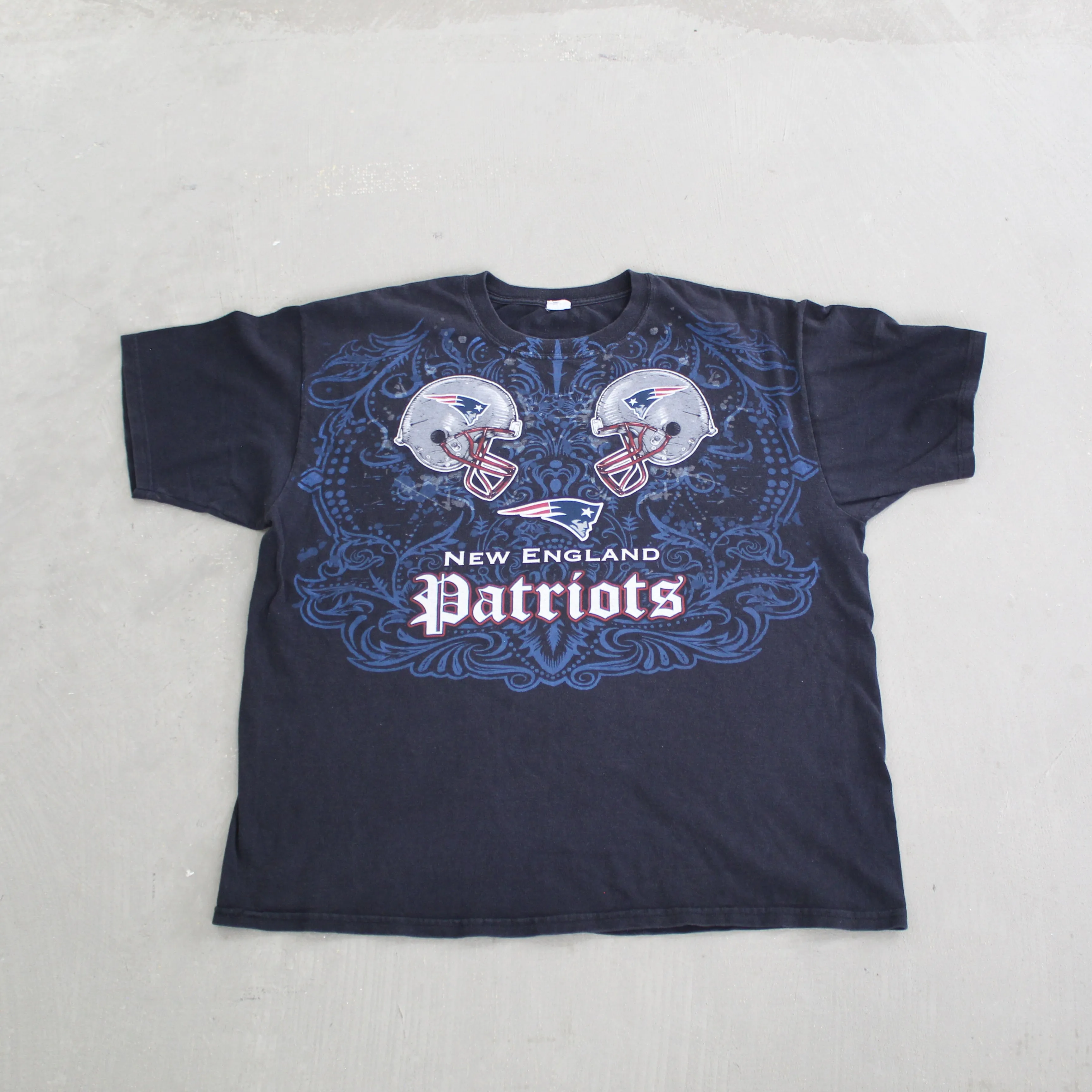 F- Vintage New England Patriots NFL Logo Text & Helmet Tee sold by HG Vintage