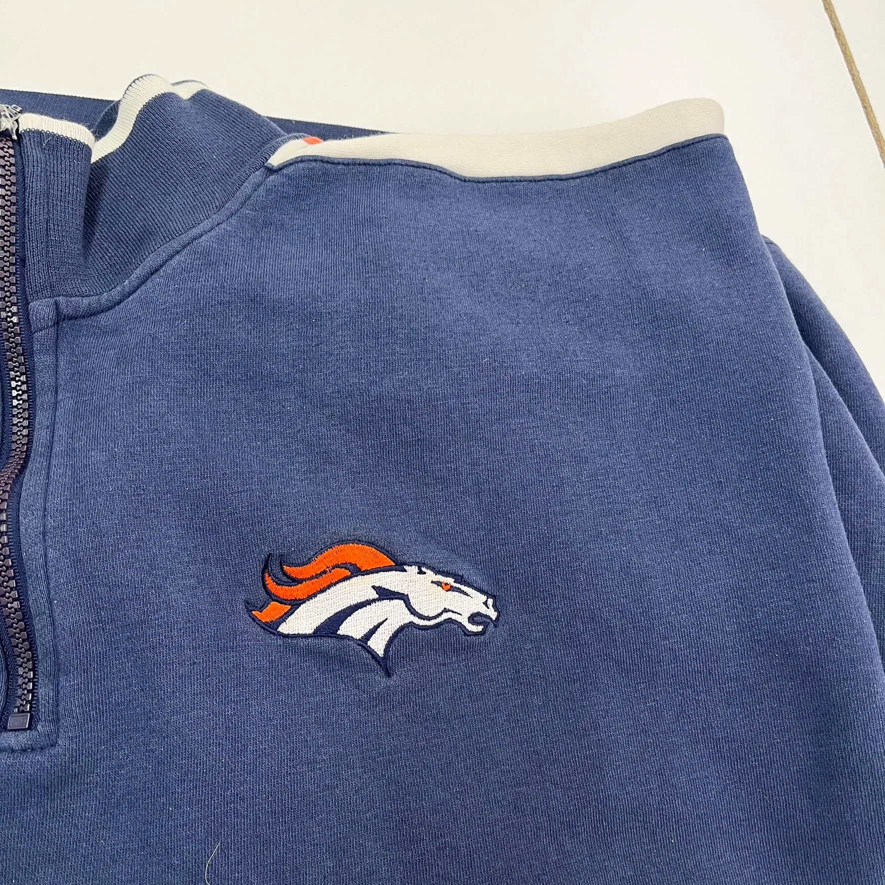 F- Vintage Denver Broncos NFL Starter Embroidered Logo Quarter Zip Crewneck sold by HG Vintage product image thumbnail 2