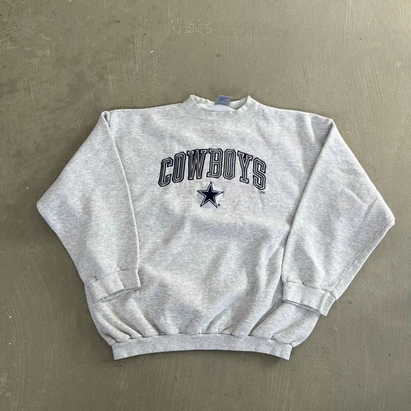 F- Vintage Dallas Cowboys NFL Logo 7 Embroidered Text & Logo Crewneck sold by HG Vintage