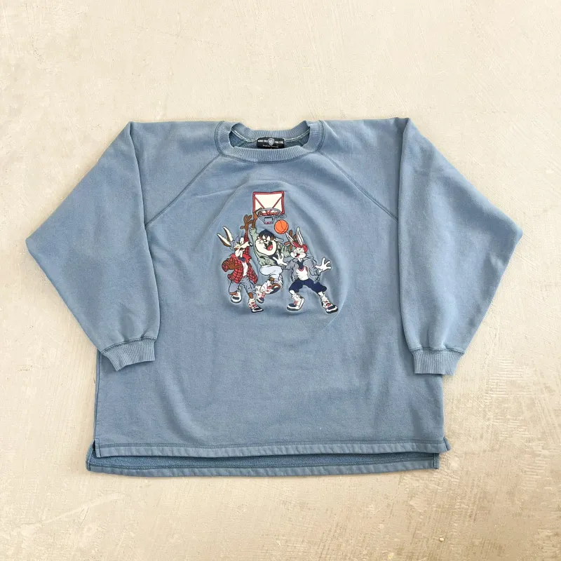 F- Vintage '95 Looney Tunes Basketball Embroidered Character Crewneck sold by HG Vintage