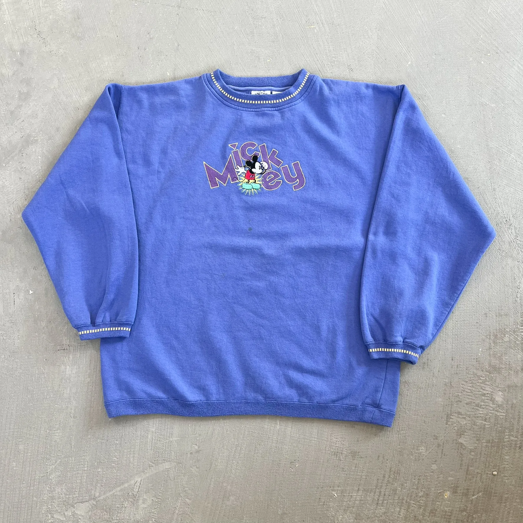 F- Vintage Disney Mickey Mouse Text & Embroidered Character Crewneck sold by HG Vintage
