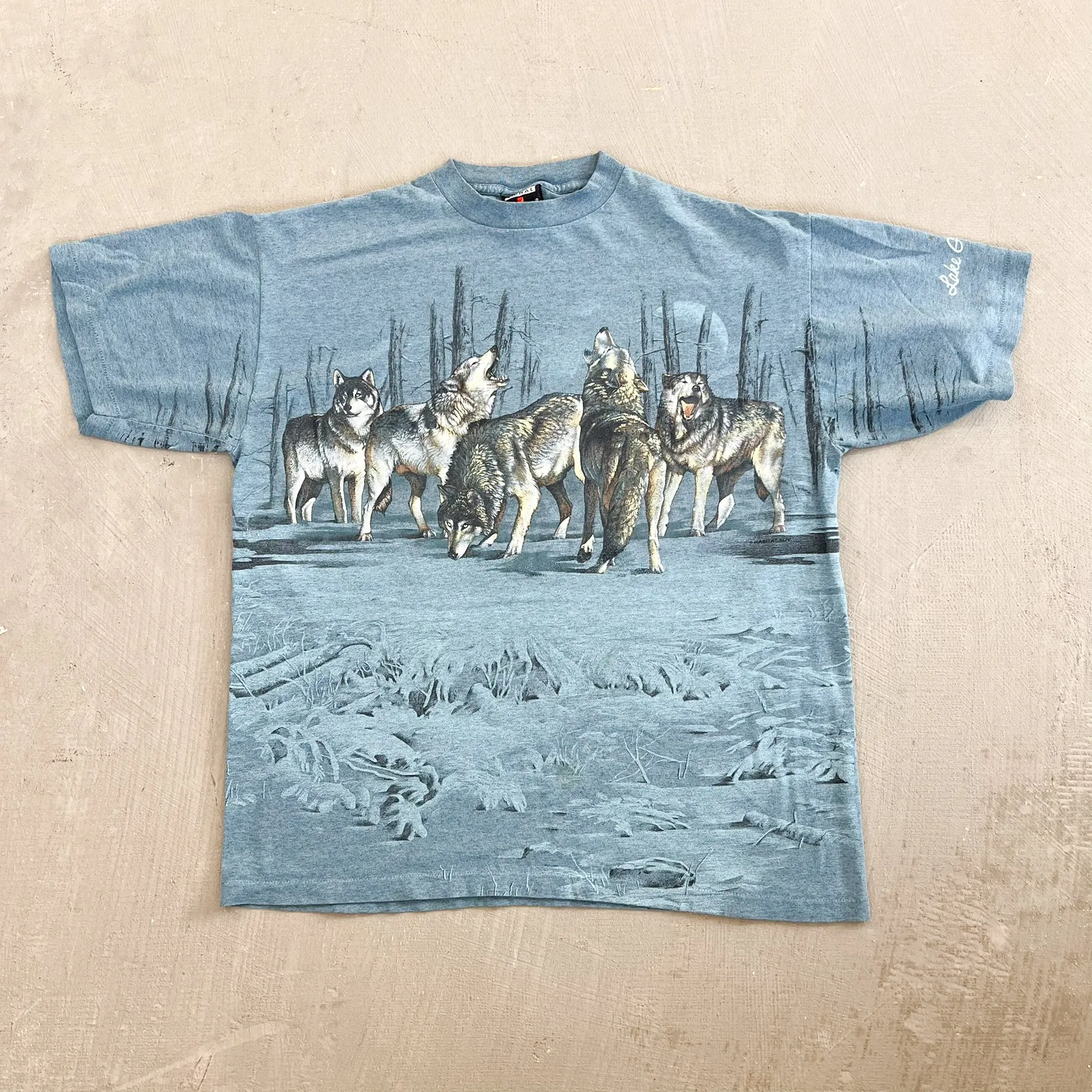 F- Vintage Signal Sports Wolves In Winter Forest Single Stitch Tee sold by HG Vintage