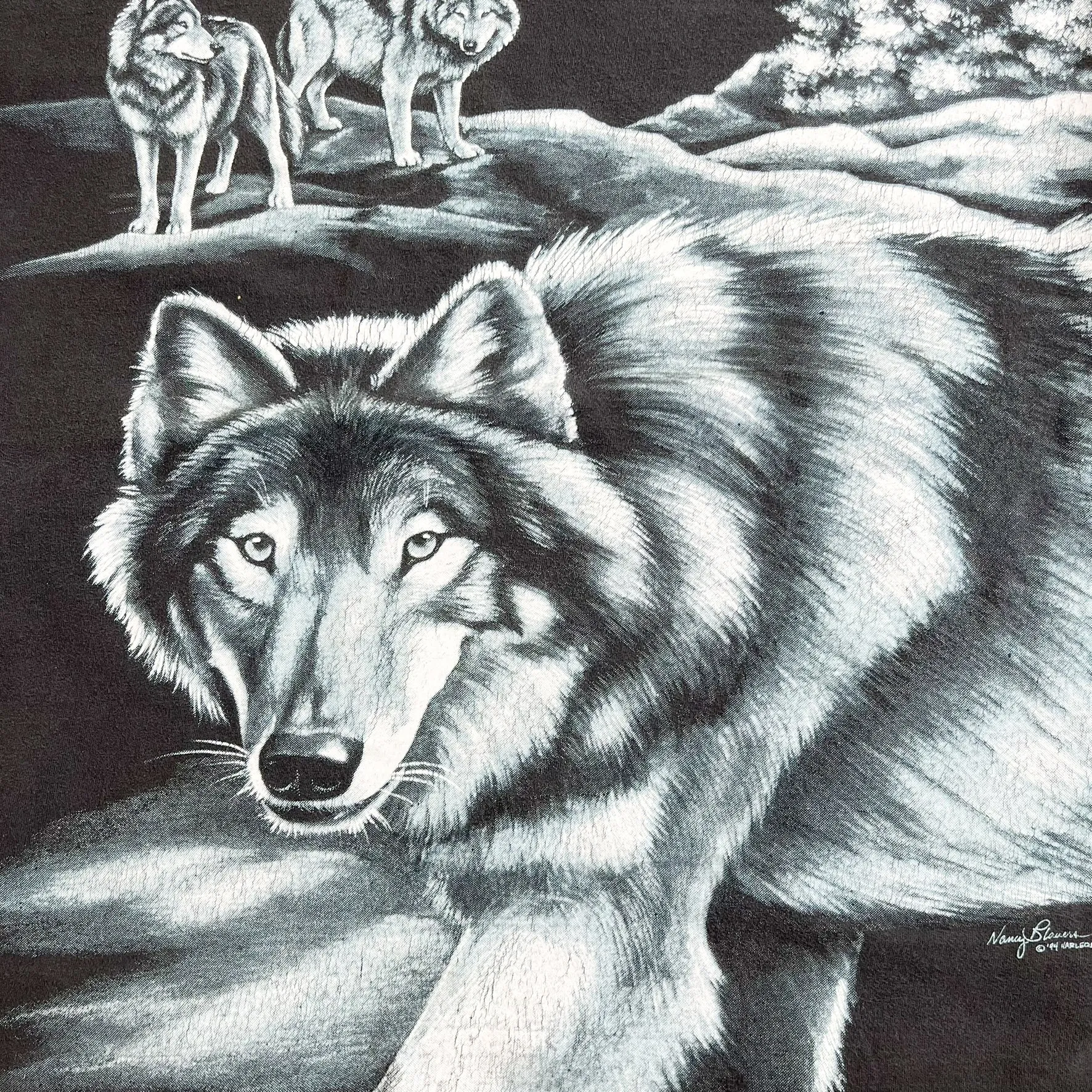 F- Vintage '94 Wolves & Moon All Over Print Single Stitch Hanes Beefy Tee sold by HG Vintage product image thumbnail 2