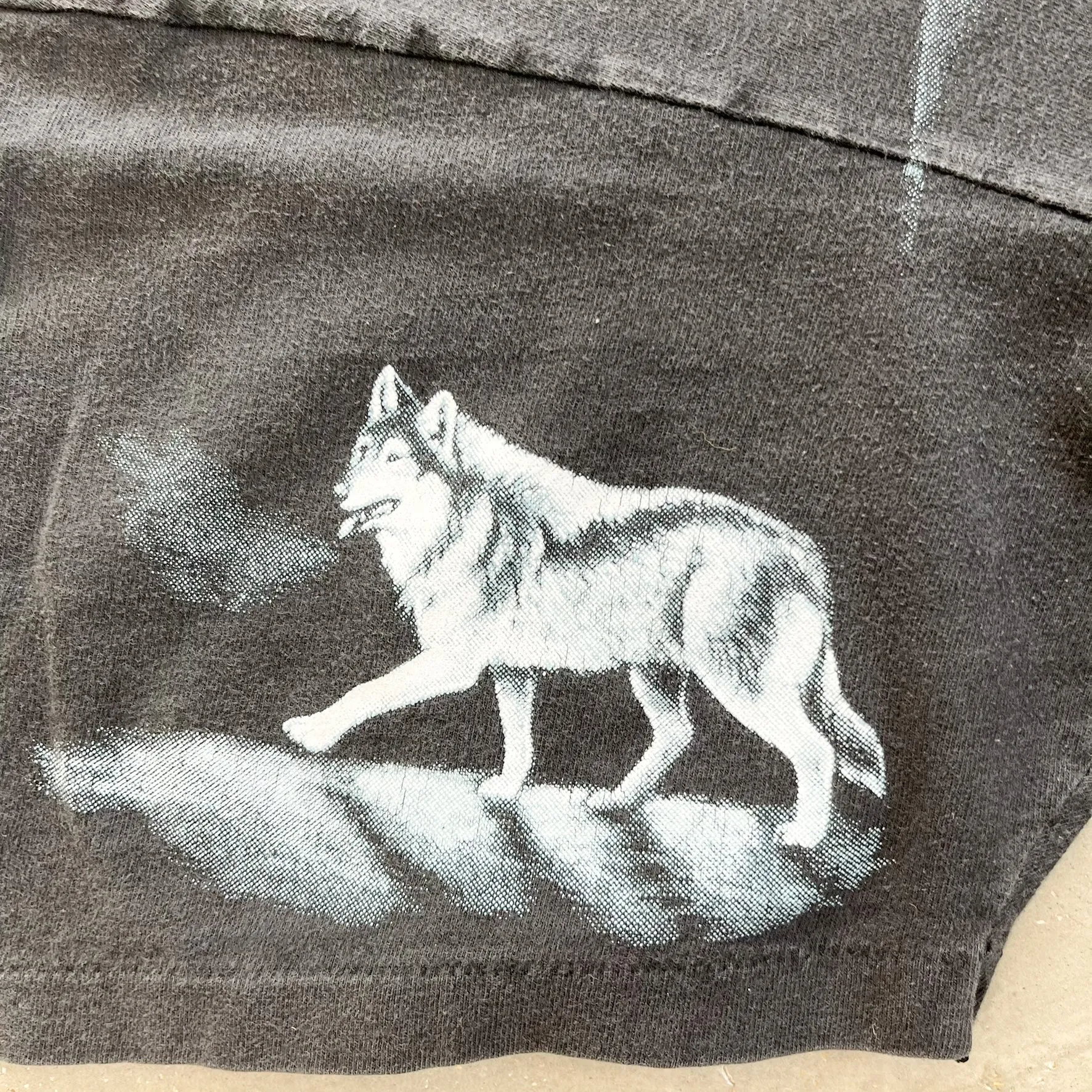 F- Vintage '94 Wolves & Moon All Over Print Single Stitch Hanes Beefy Tee sold by HG Vintage product image thumbnail 3