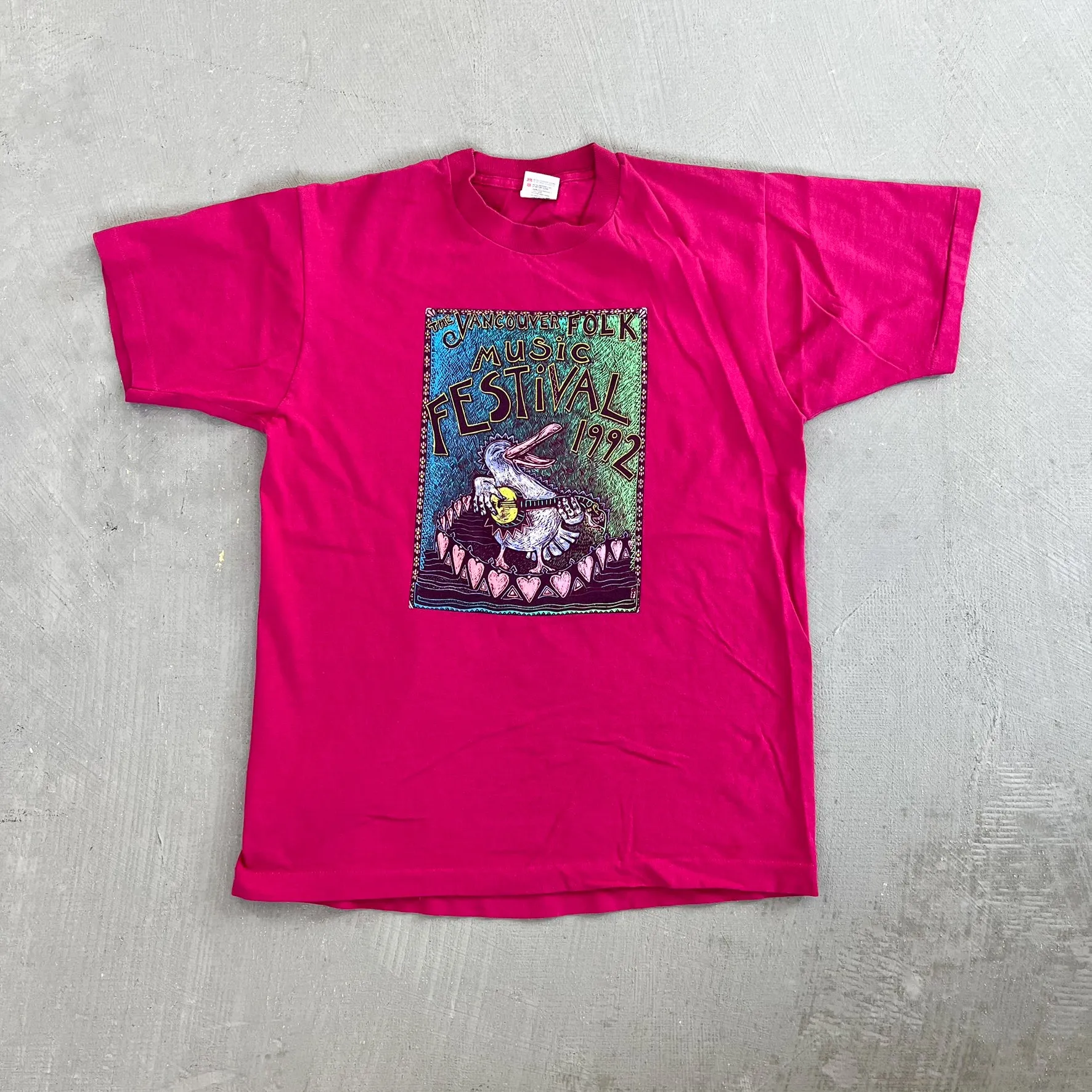 F- Vintage '92 Vancouver Folk Music Festival Graphic Single Stitch Tee sold by HG Vintage