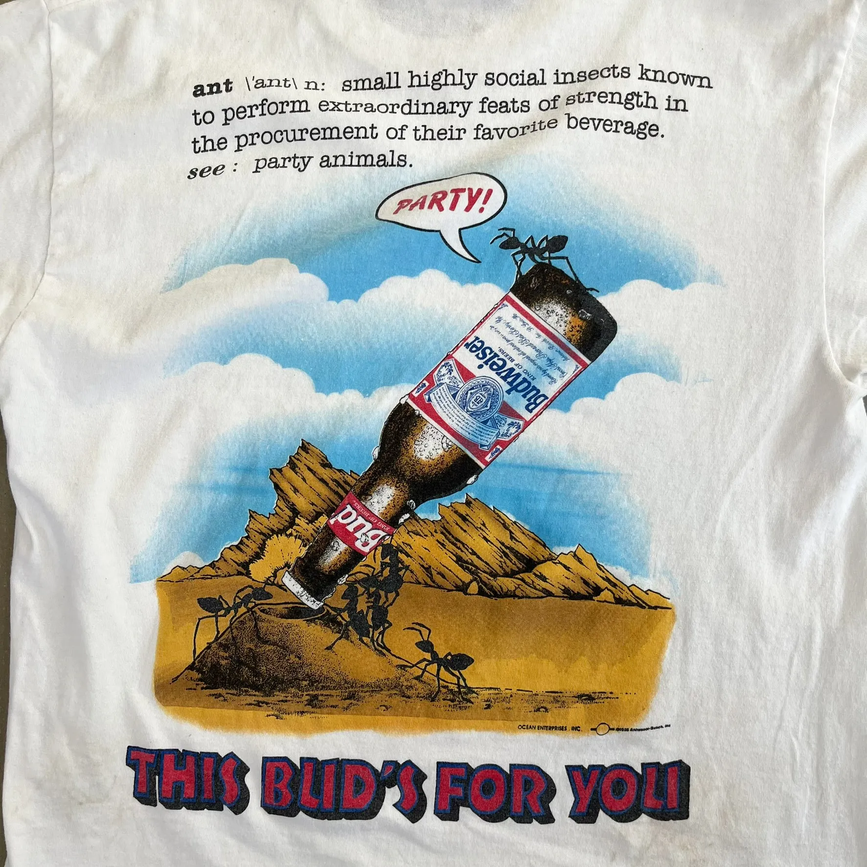 F- Vintage '95 Budweiser Party Ants Graphic Single Stitch Tee sold by HG Vintage product image thumbnail 4