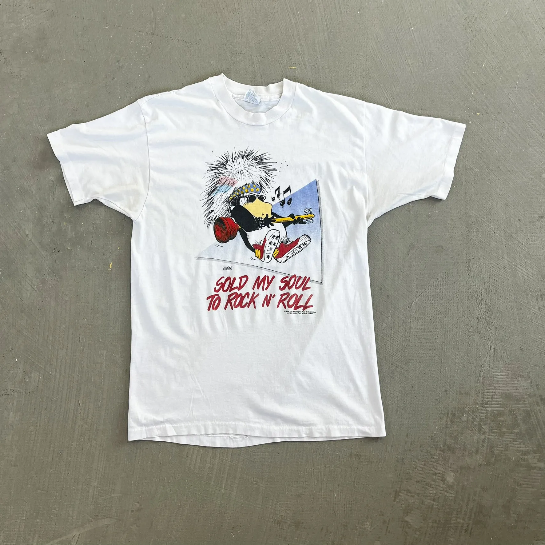 F- Vintage '86 Sold My Soul To Rock N' Roll Graphic Single Stitch Tee sold by HG Vintage