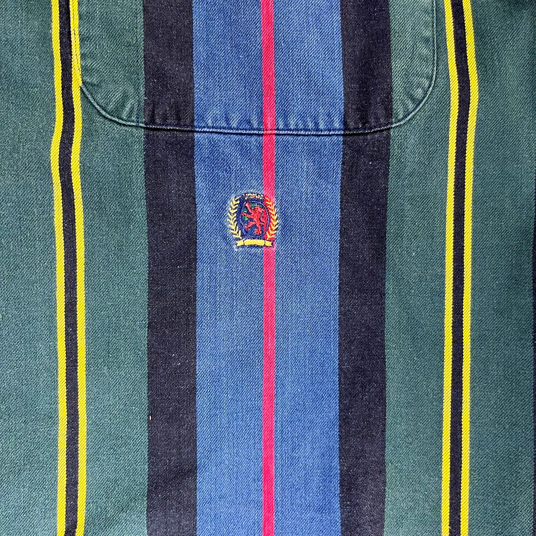 F- Vintage Tommy Hilfiger Navy/Green Striped Button Down Shirt sold by HG Vintage product image thumbnail 4