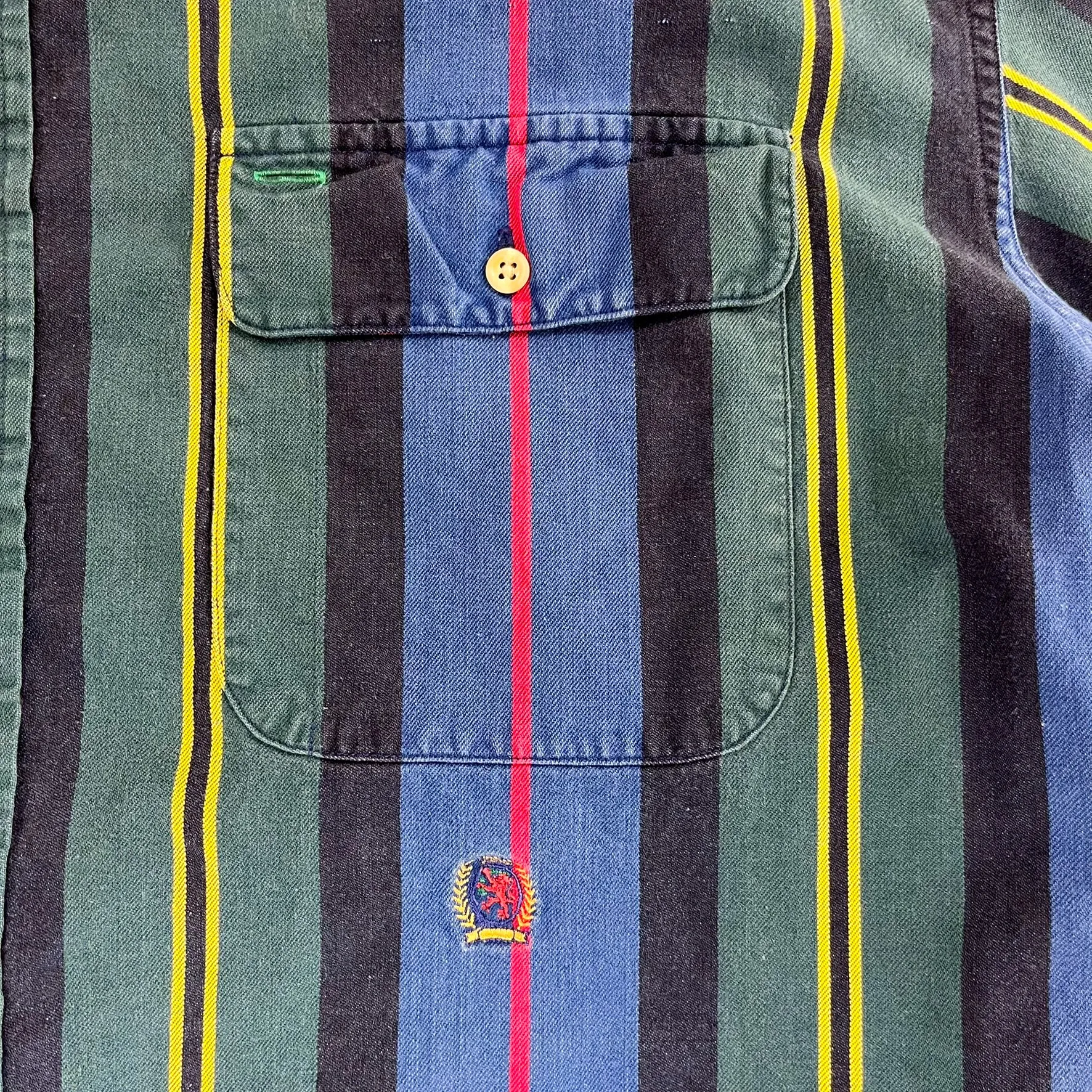 F- Vintage Tommy Hilfiger Navy/Green Striped Button Down Shirt sold by HG Vintage product image thumbnail 3