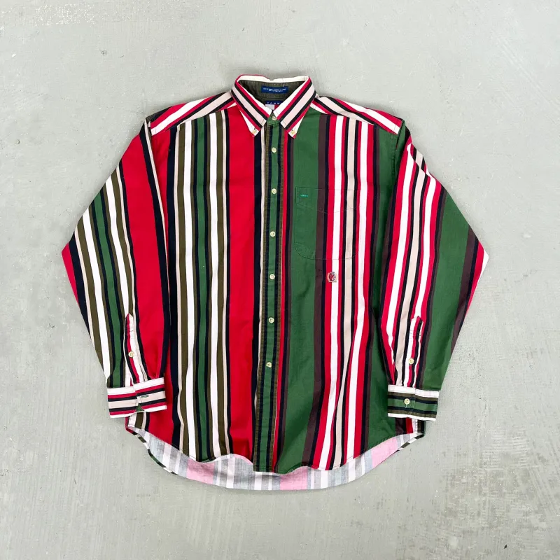 F- Vintage Tommy Hilfiger Green/Red Striped Button Down Shirt sold by HG Vintage