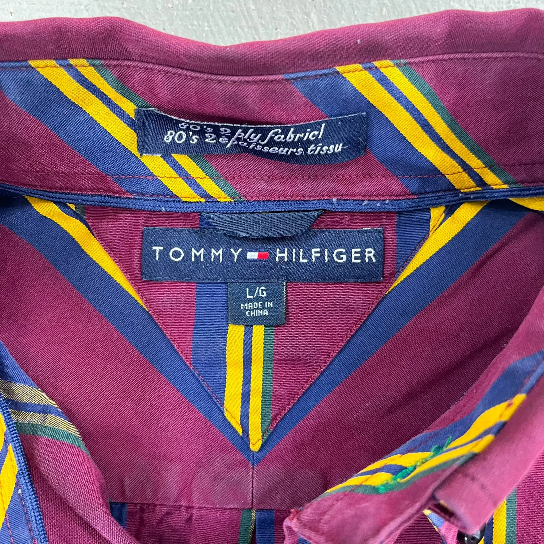 F- Vintage Tommy Hilfiger Maroon Striped Button Down Shirt sold by HG Vintage product image thumbnail 3