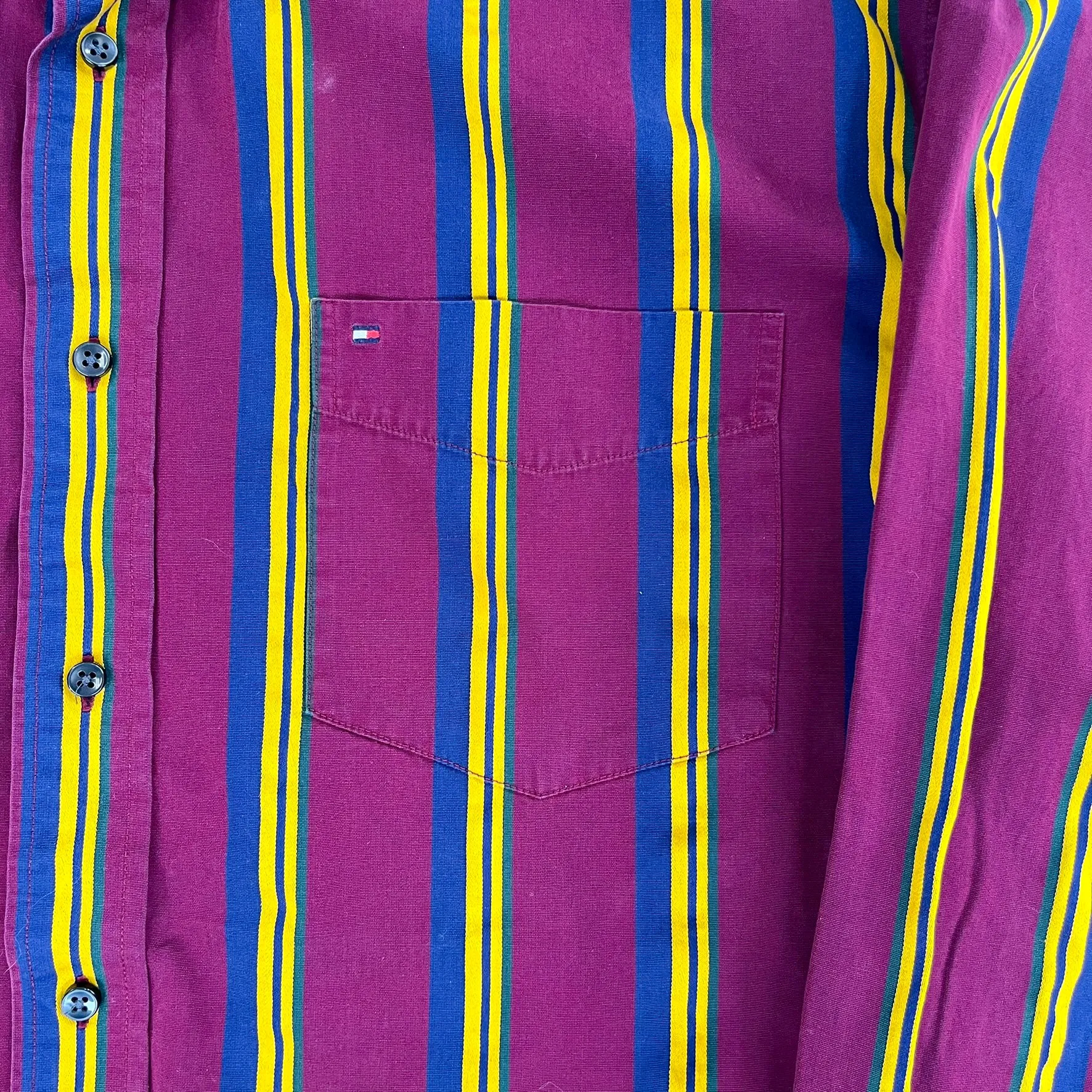 F- Vintage Tommy Hilfiger Maroon Striped Button Down Shirt sold by HG Vintage product image thumbnail 2