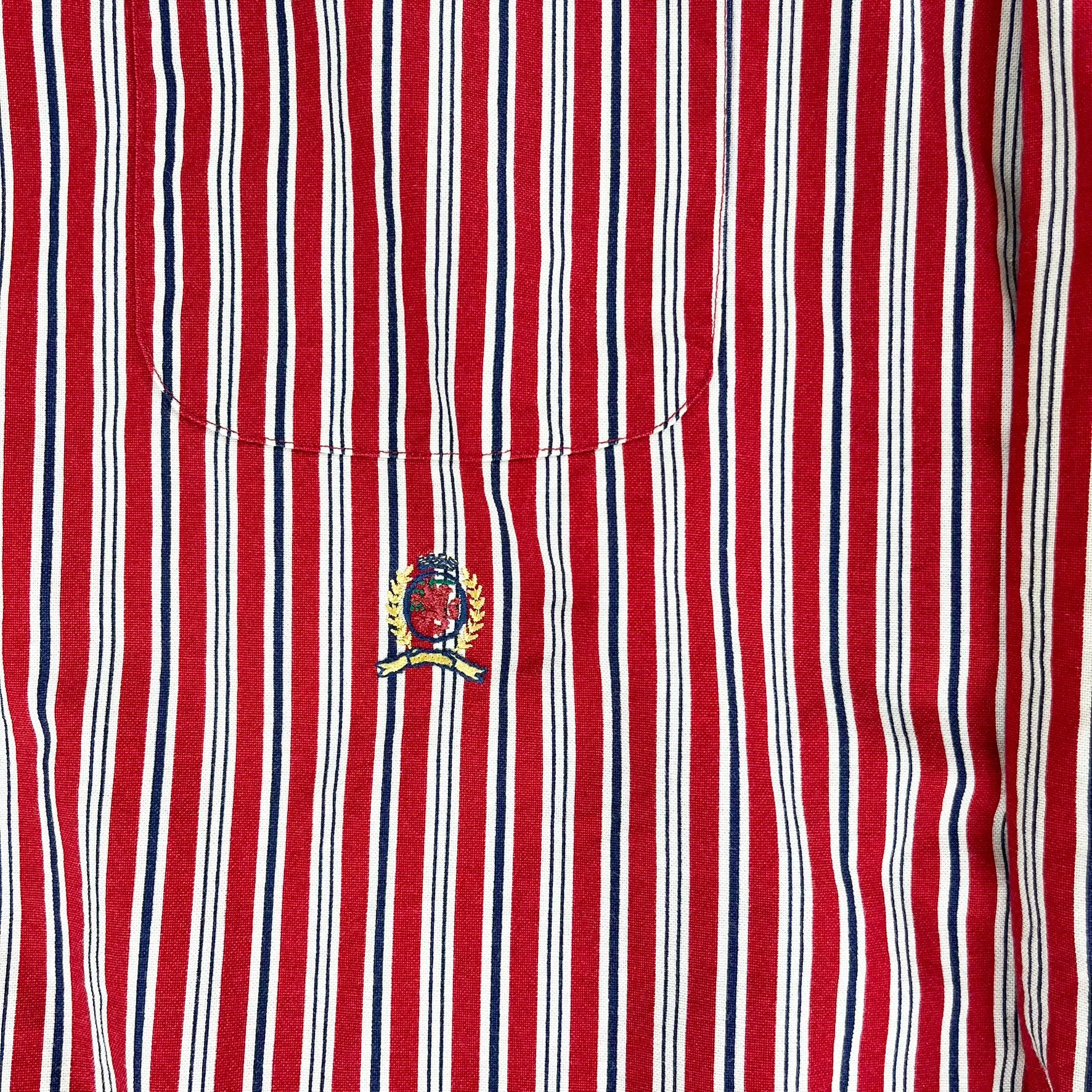 F- Vintage Tommy Hilfiger Navy/Red Striped Button Down Shirt sold by HG Vintage product image thumbnail 2