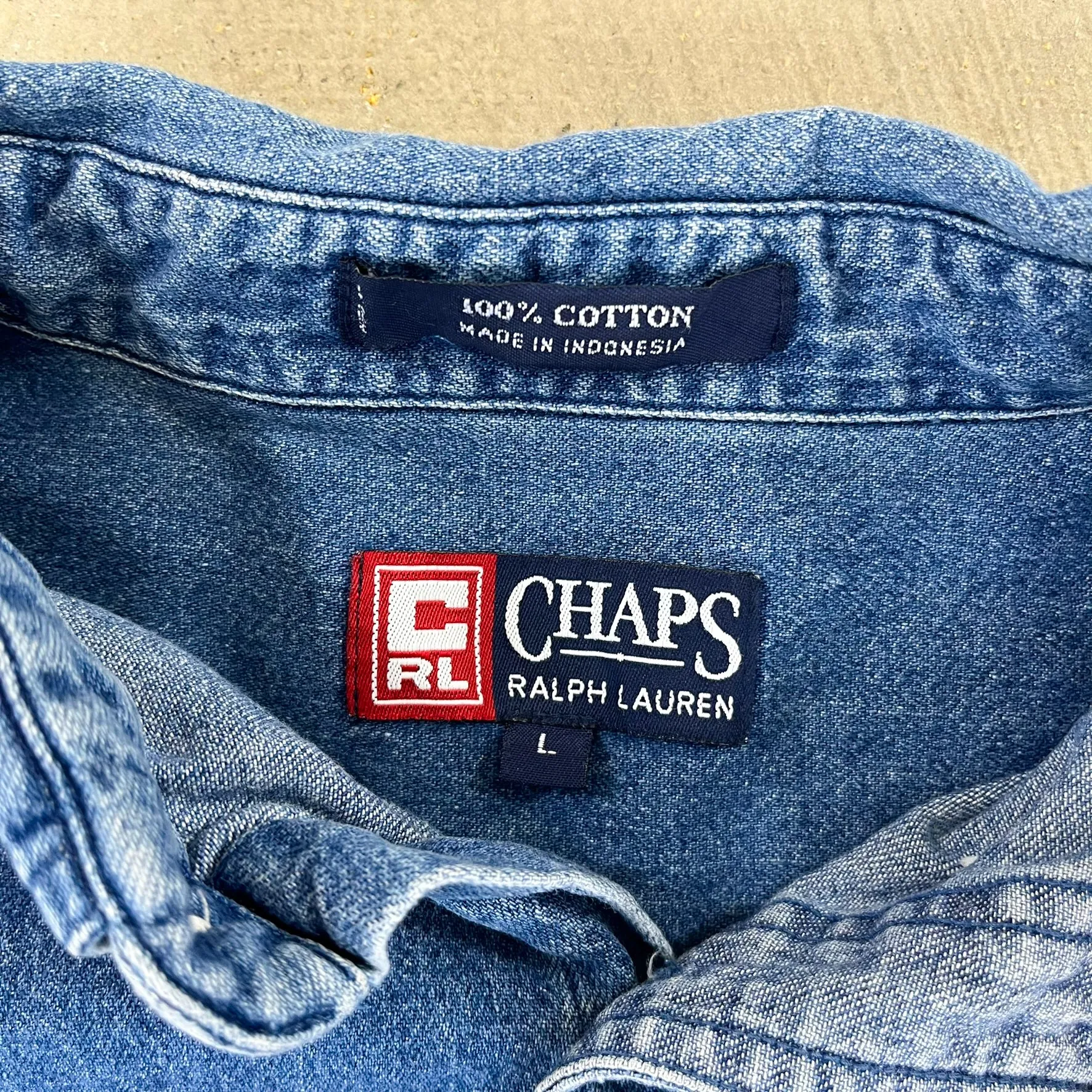 F- Vintage Chaps Ralph Lauren Emb Crest Denim Button Down Shirt sold by HG Vintage product image thumbnail 2