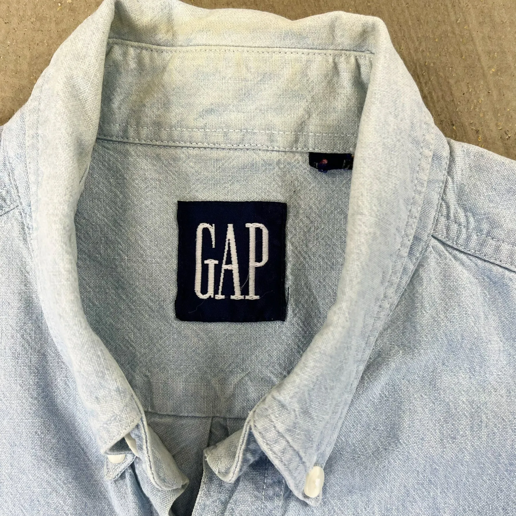 F- Vintage GAP Emb Flags Denim Button Down Shirt sold by HG Vintage product image thumbnail 2