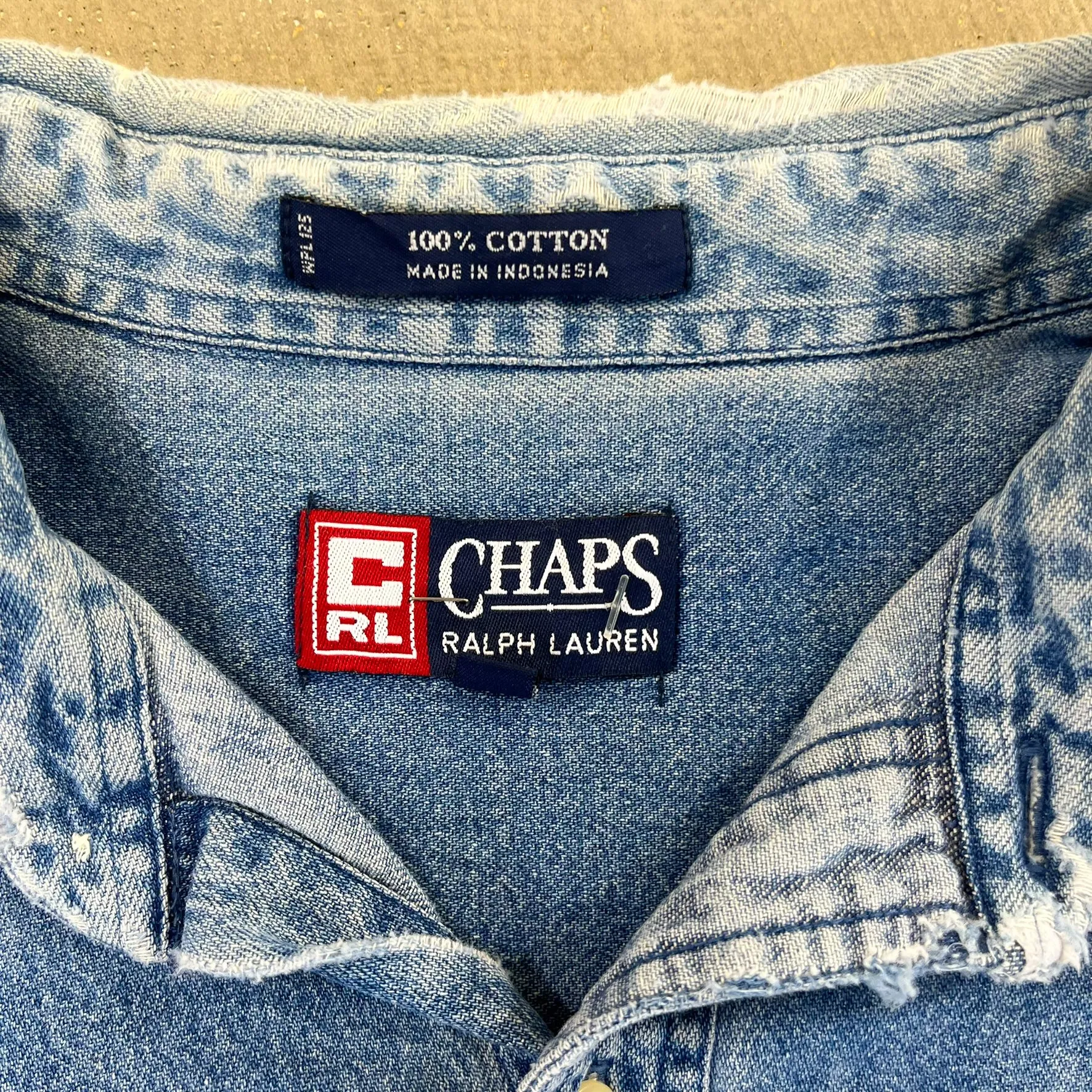 F- Vintage Chaps Ralph Lauren Emb Crest Denim Button Down Shirt sold by HG Vintage product image thumbnail 2